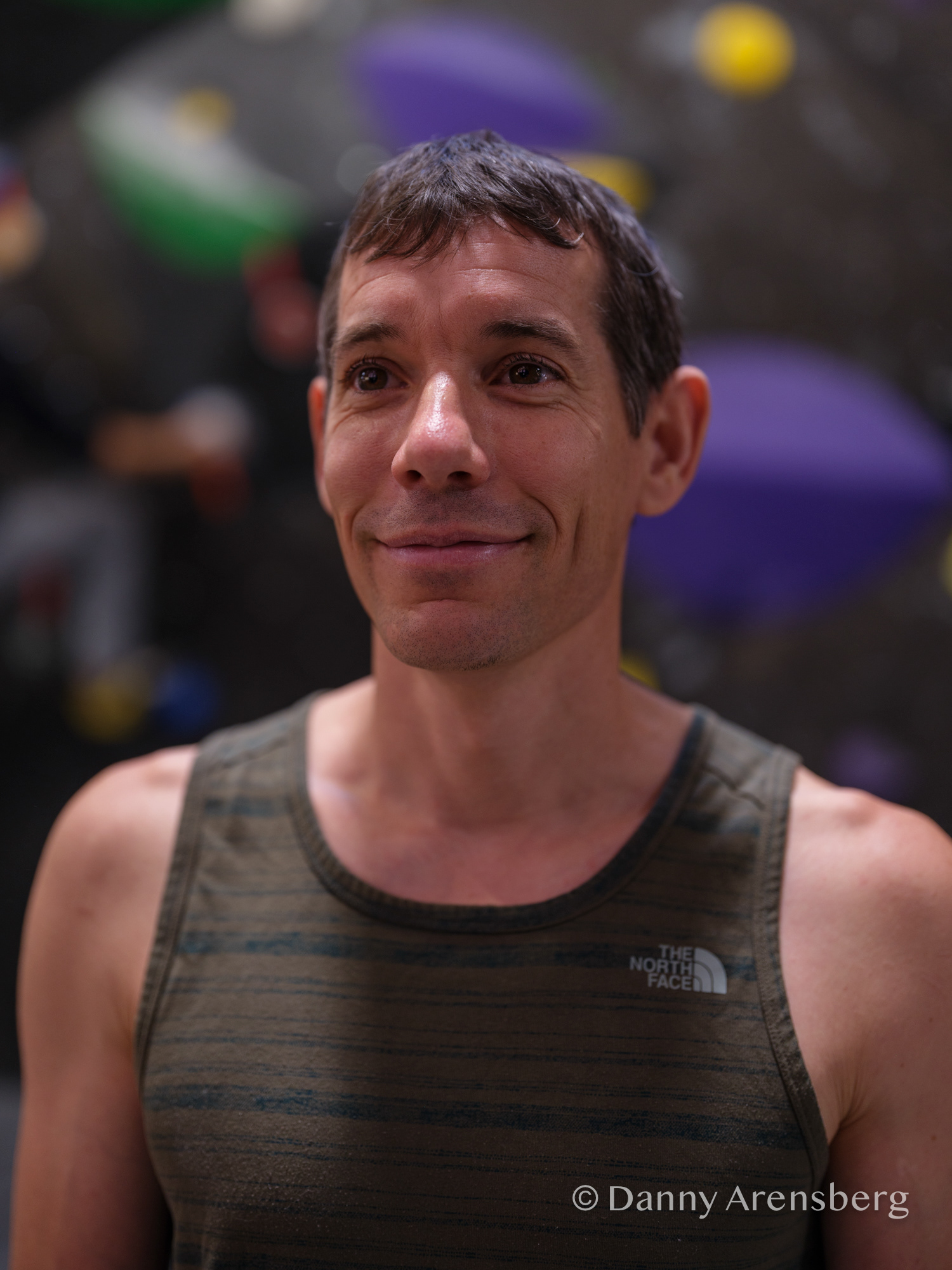 Alex Honnold poses for a portrait, Wednesday, May 14, 2025, in New York. Alex Honnold and Emily Harrington host a climbing session at Vital LES to promote Harrington's new film Girl Climber.