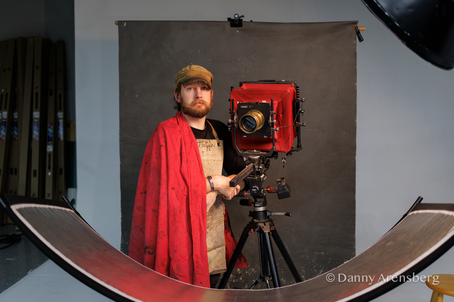Joseph Wyman, 37, poses for a portrait during a tintype photo demonstration at Ohio University, Monday, Nov. 17, 2025, in Athens, Ohio.