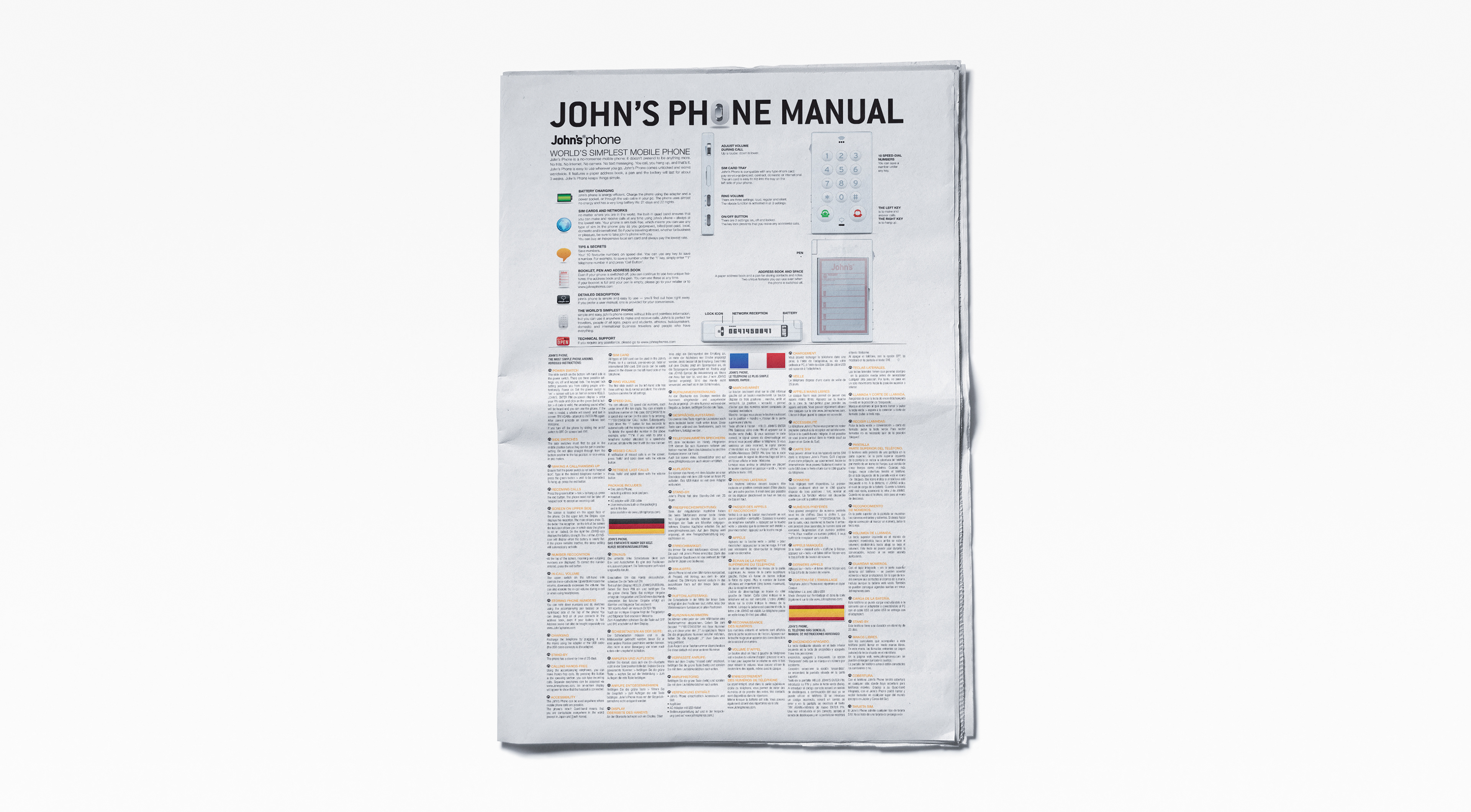 The manual is designed and printed in a thin newspaper format