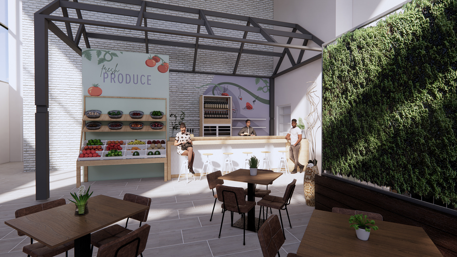View of the bar and super graphic
