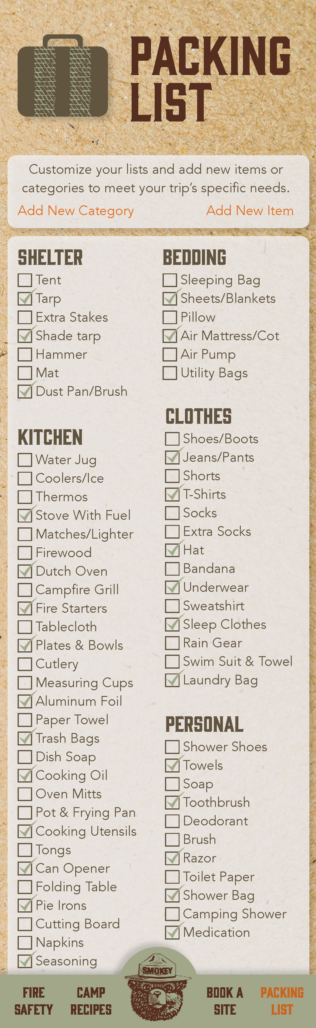 Packing List