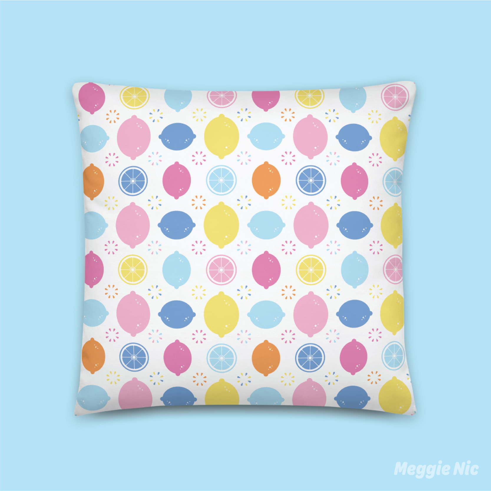 Lemonade Collection: Lemon Throw Pillow Mockup.