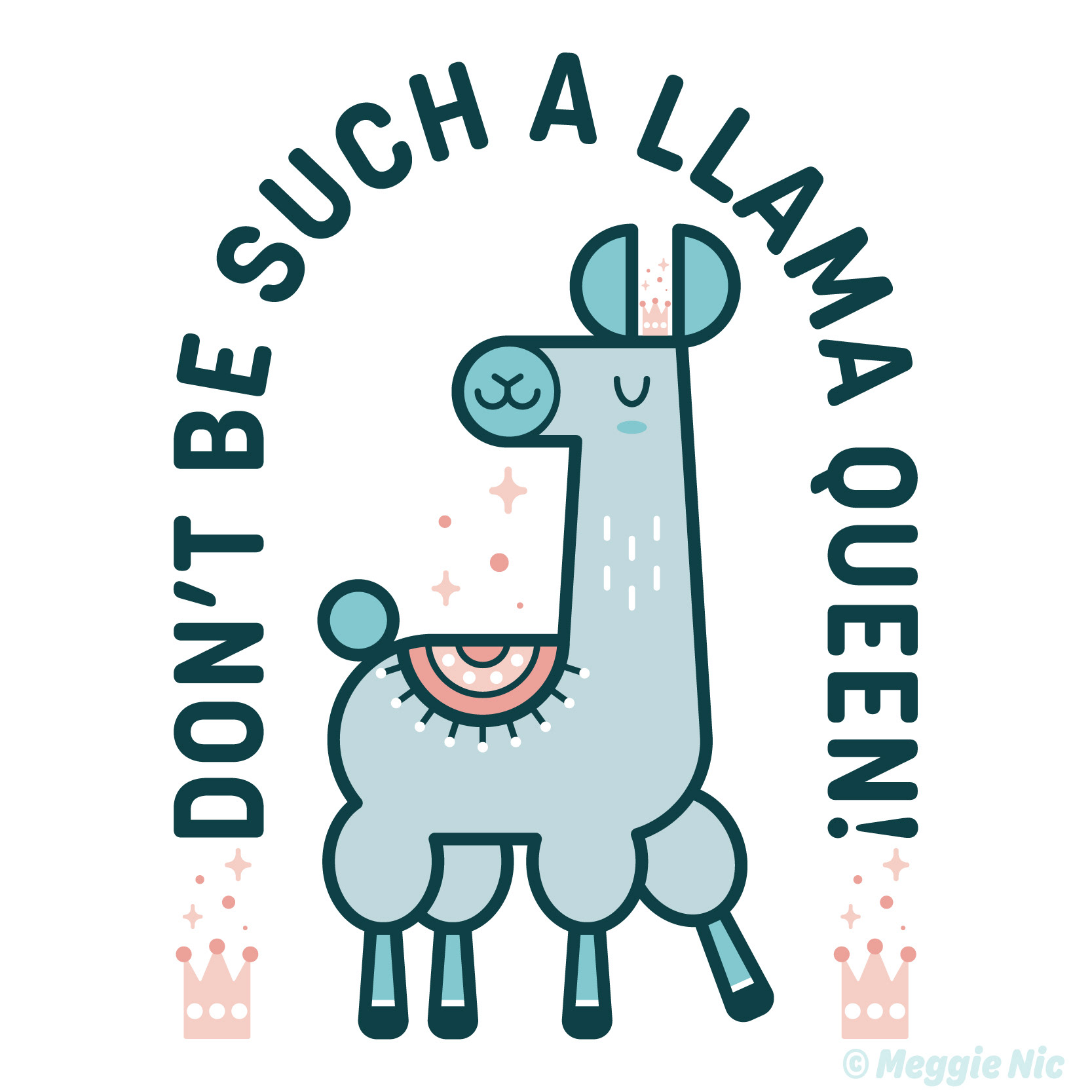 Llamas Collection: Llama Queen Illustration.