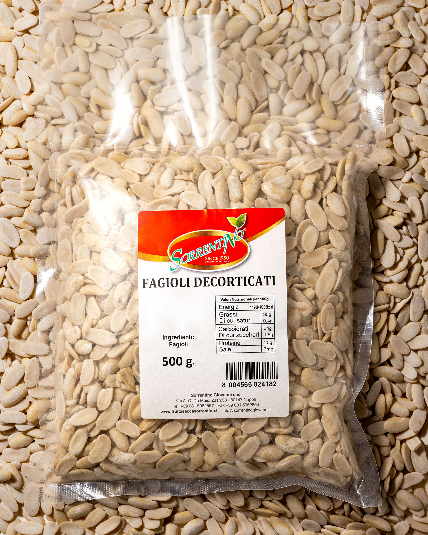 Frutta Secca Sorrentino - Fagioli Decorticati - Vista dall'alto