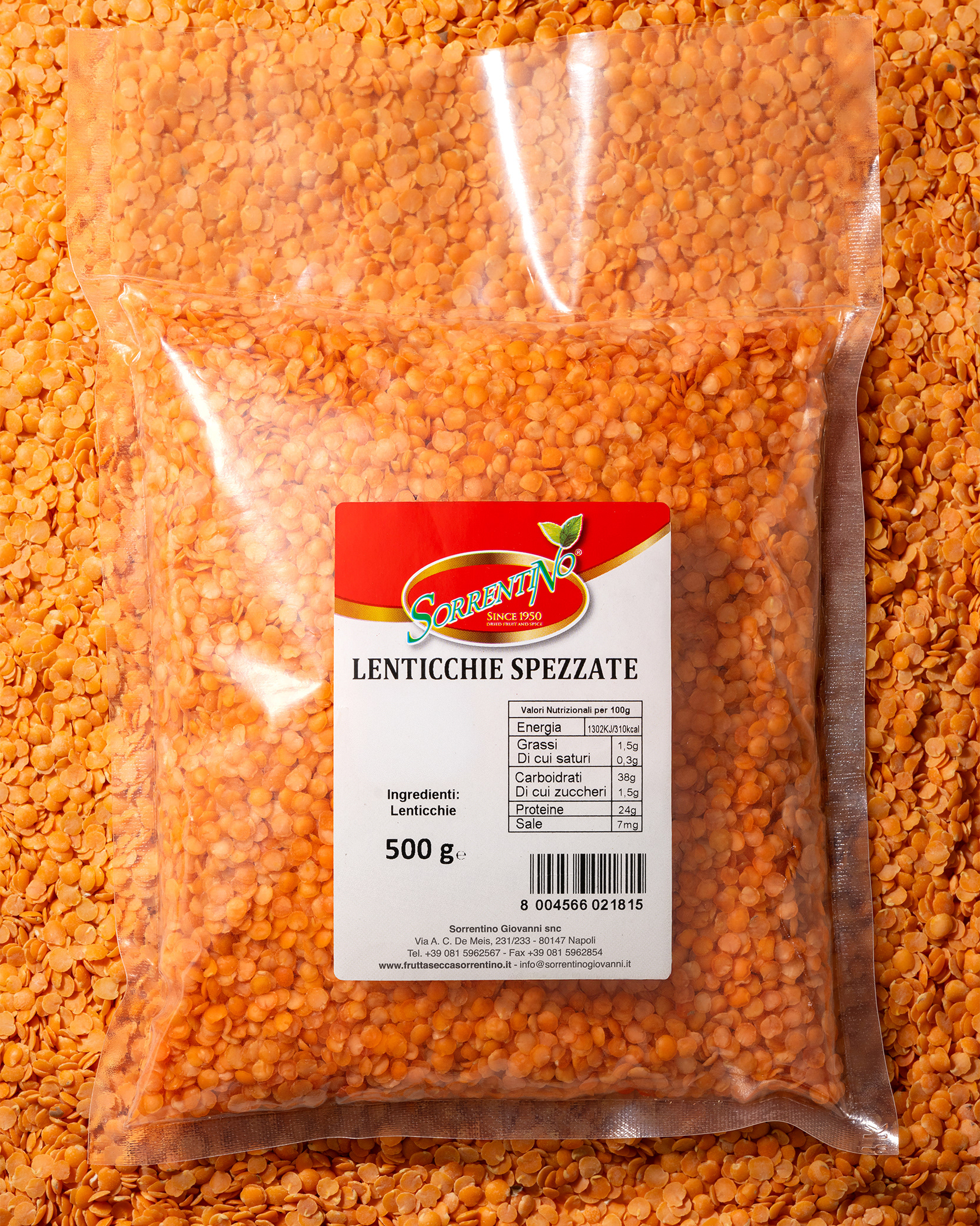Frutta Secca Sorrentino - Lenticchie Spezzate - Vista dall'alto