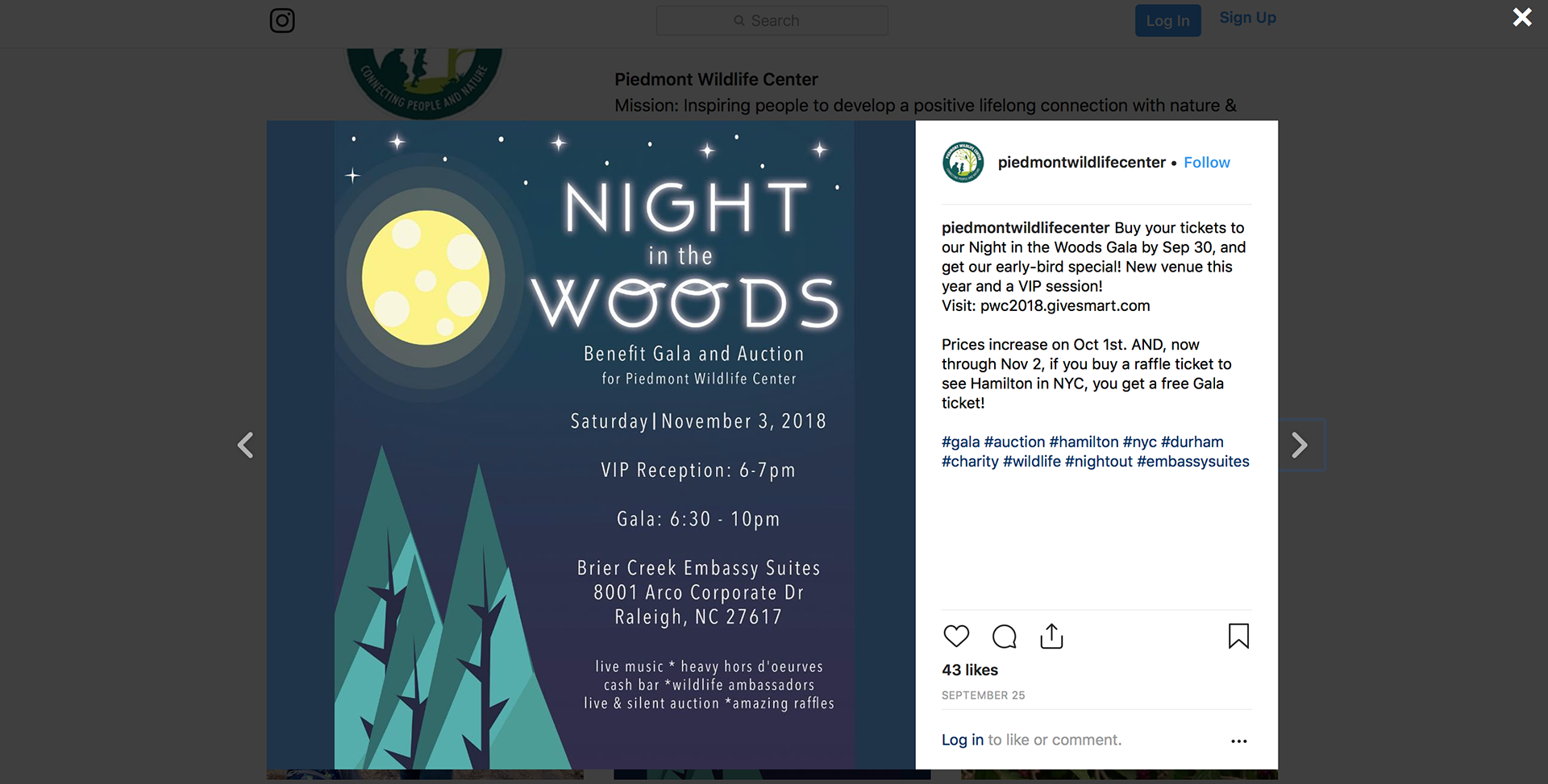 Nonprofit Instagram post of my work advertising their fundraiser using my work
