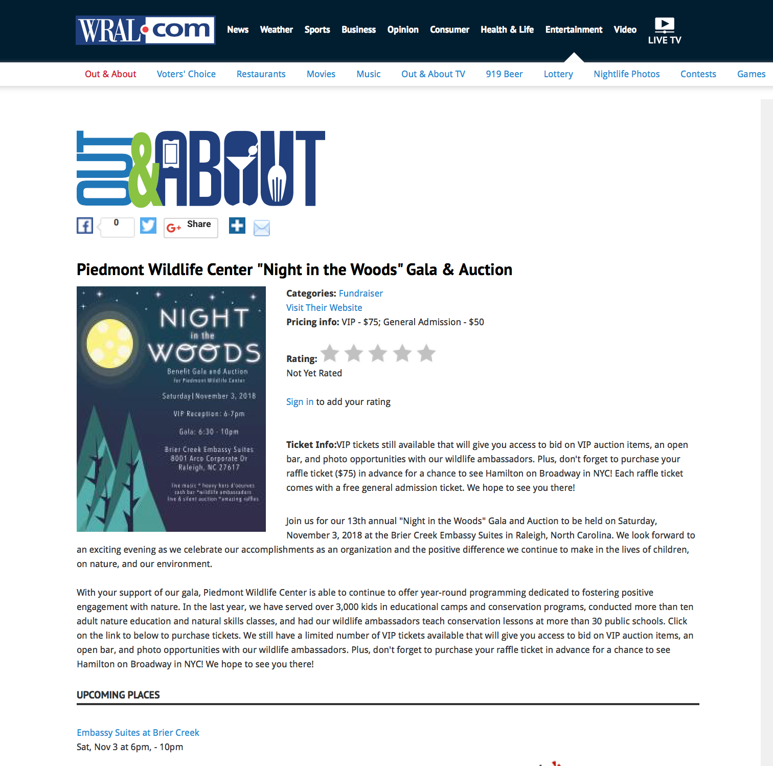 WRAL online article about nonprofits fundraiser using my poster