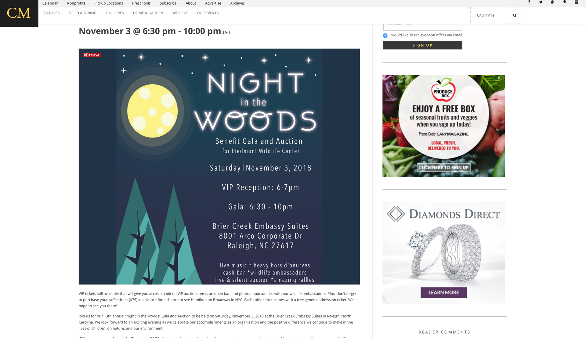 Cary Magazine online article about the nonprofits fundraiser event