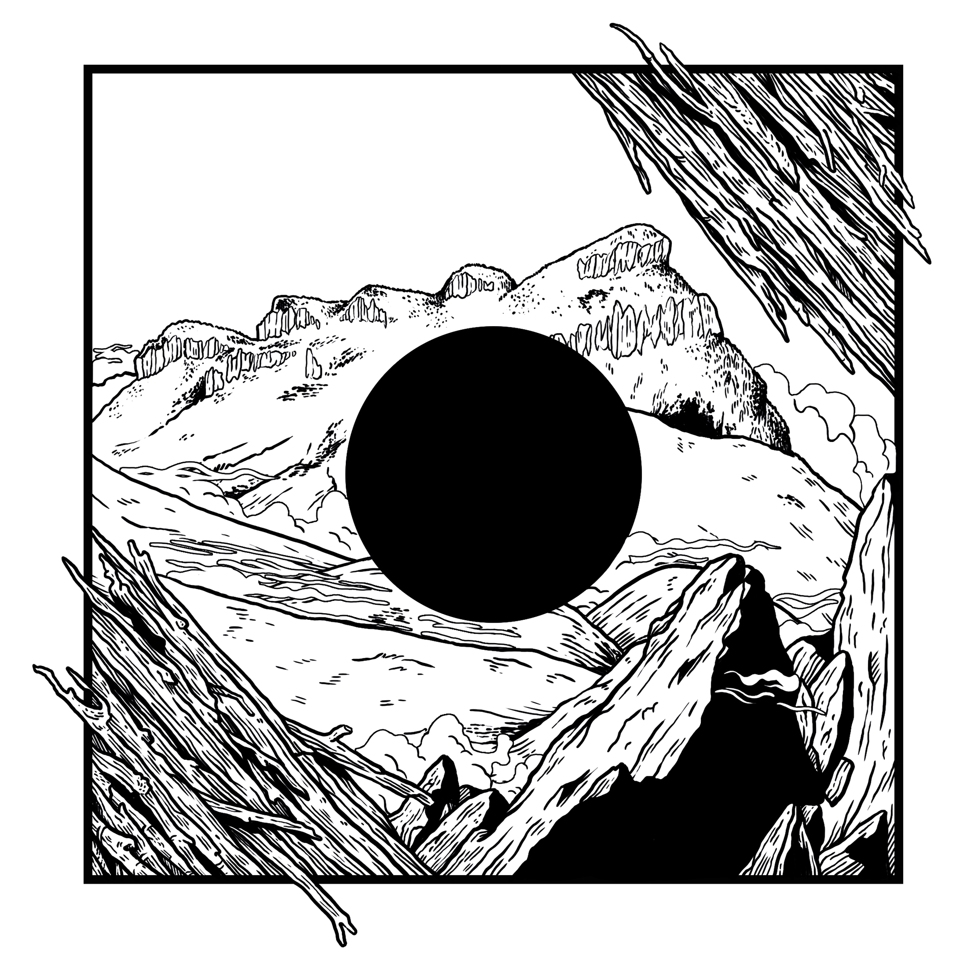 Illustrated black and white logo for a mastering studio in France