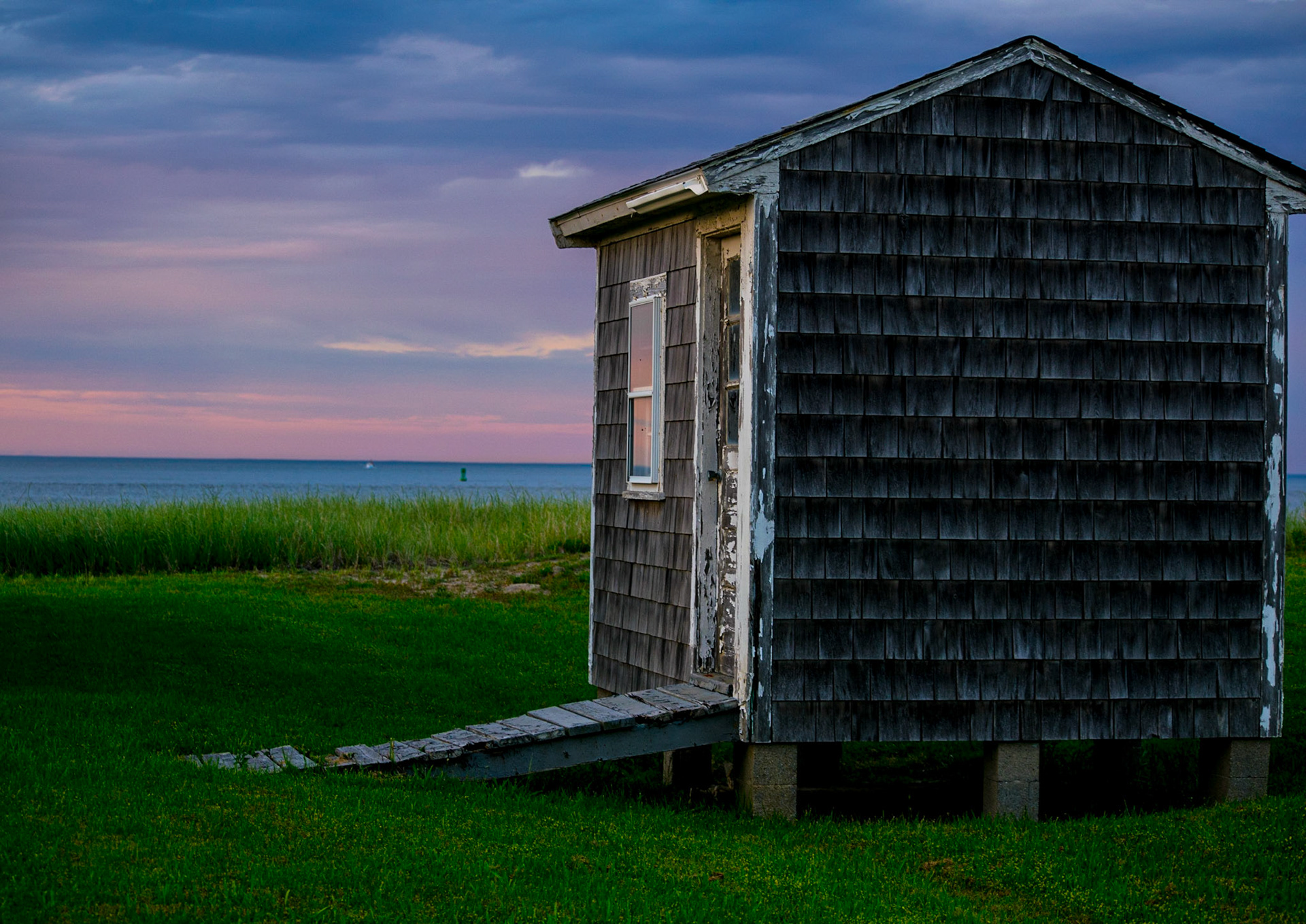 #109Shed at sunset on Cape Cod BaySandwich, MA