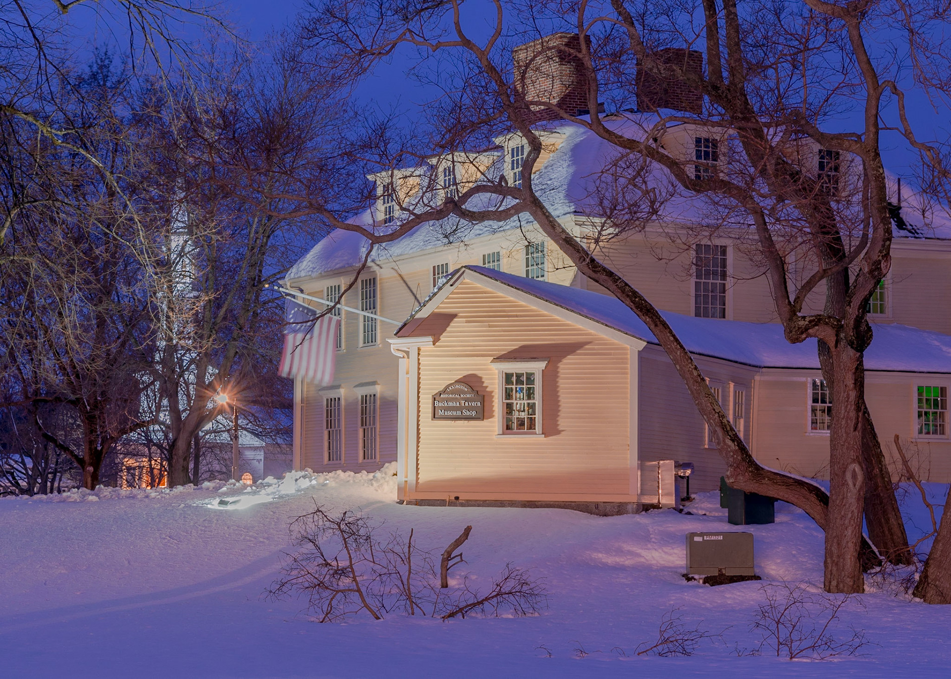 #204 Cold, winter night at Buckman Tavern, Lexington, MA