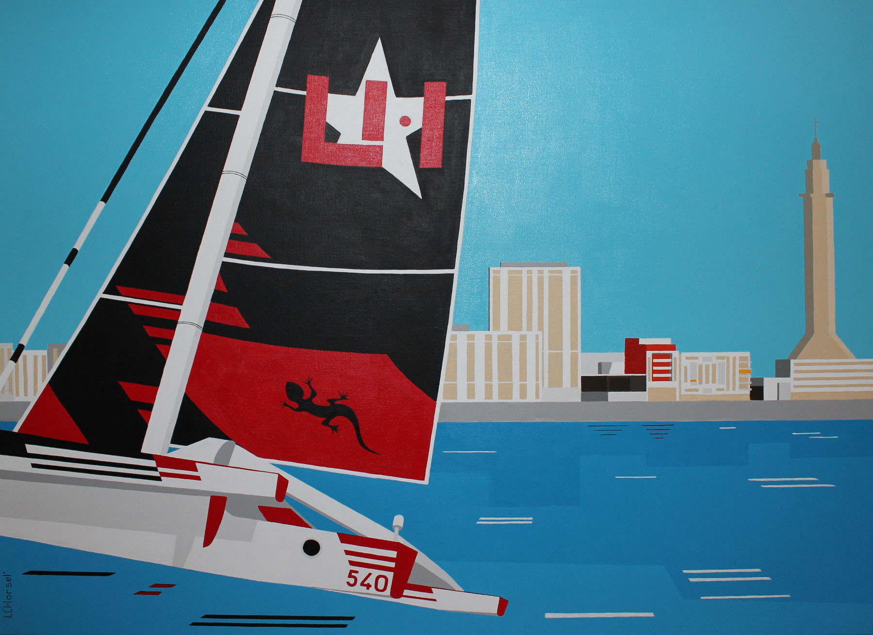 Régate au Havre Acrylique 89x116cm