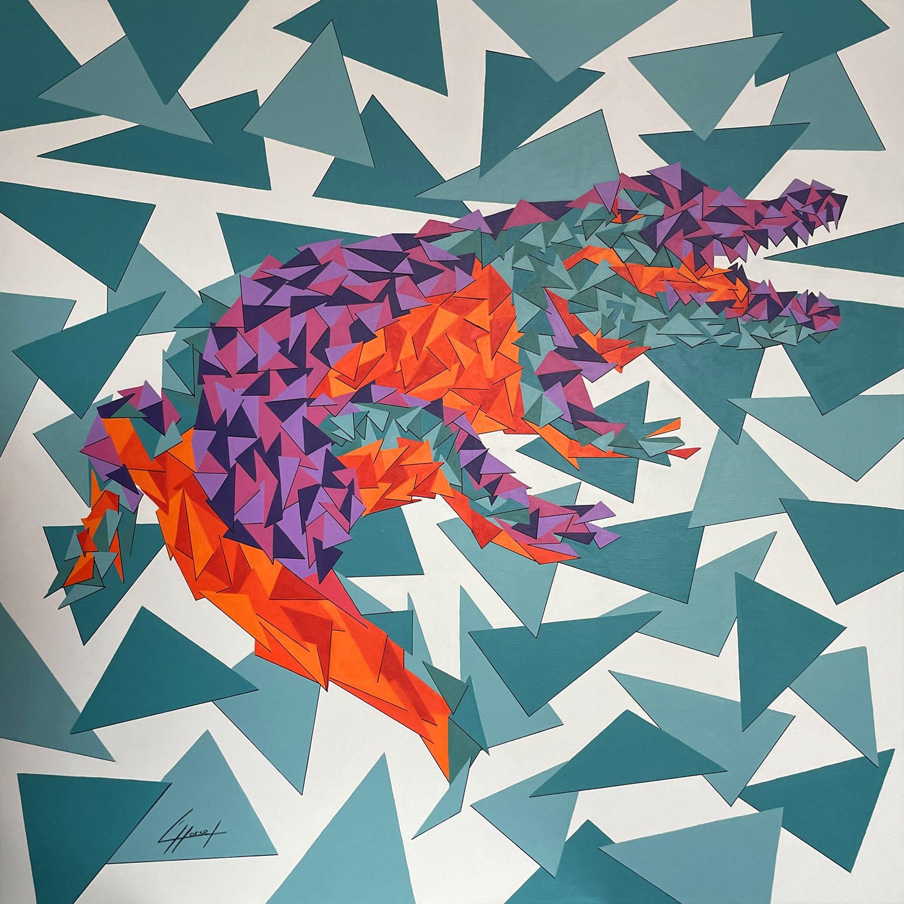 Crocodile Acrylique 80x80cm