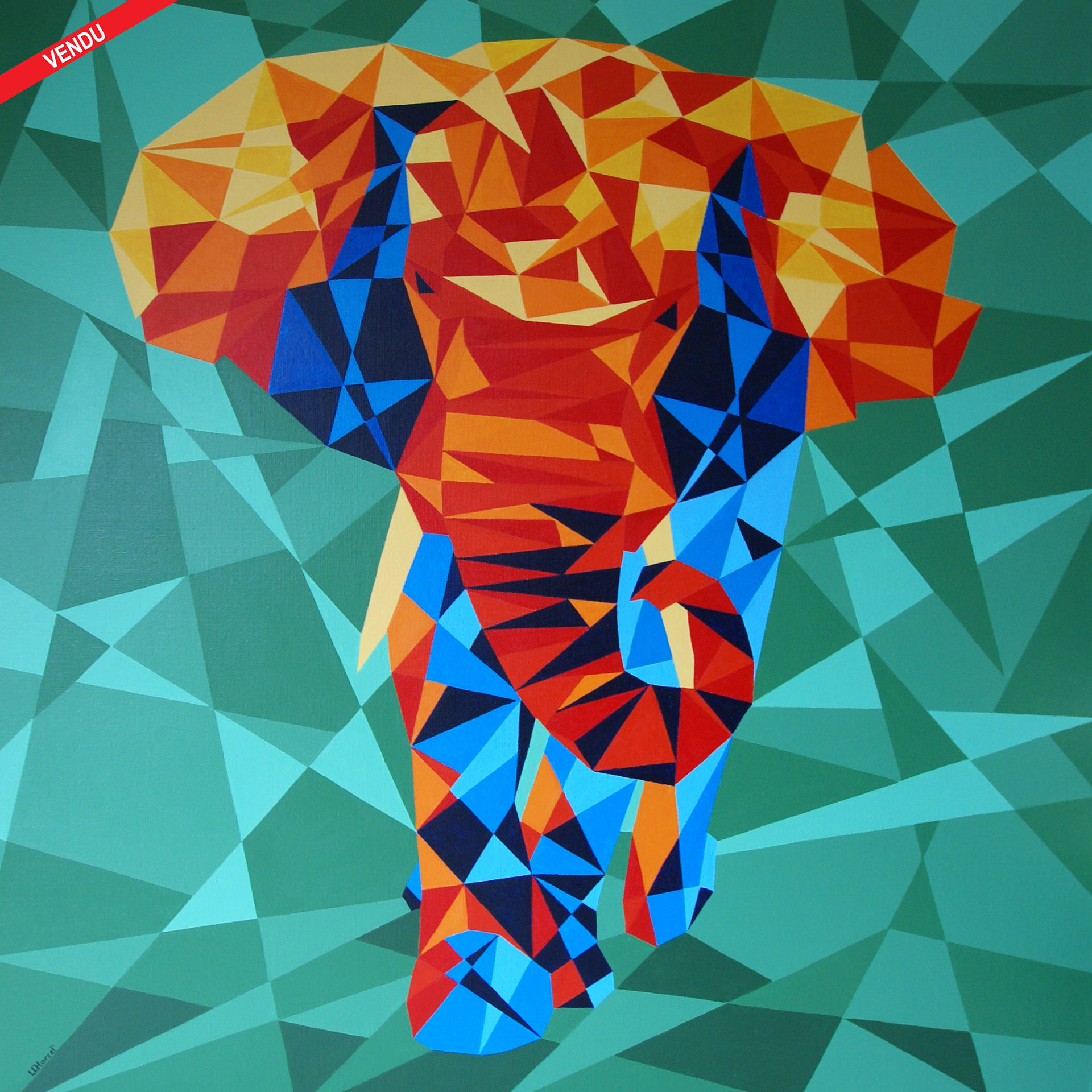 Eléphant Acrylique 80x80cm