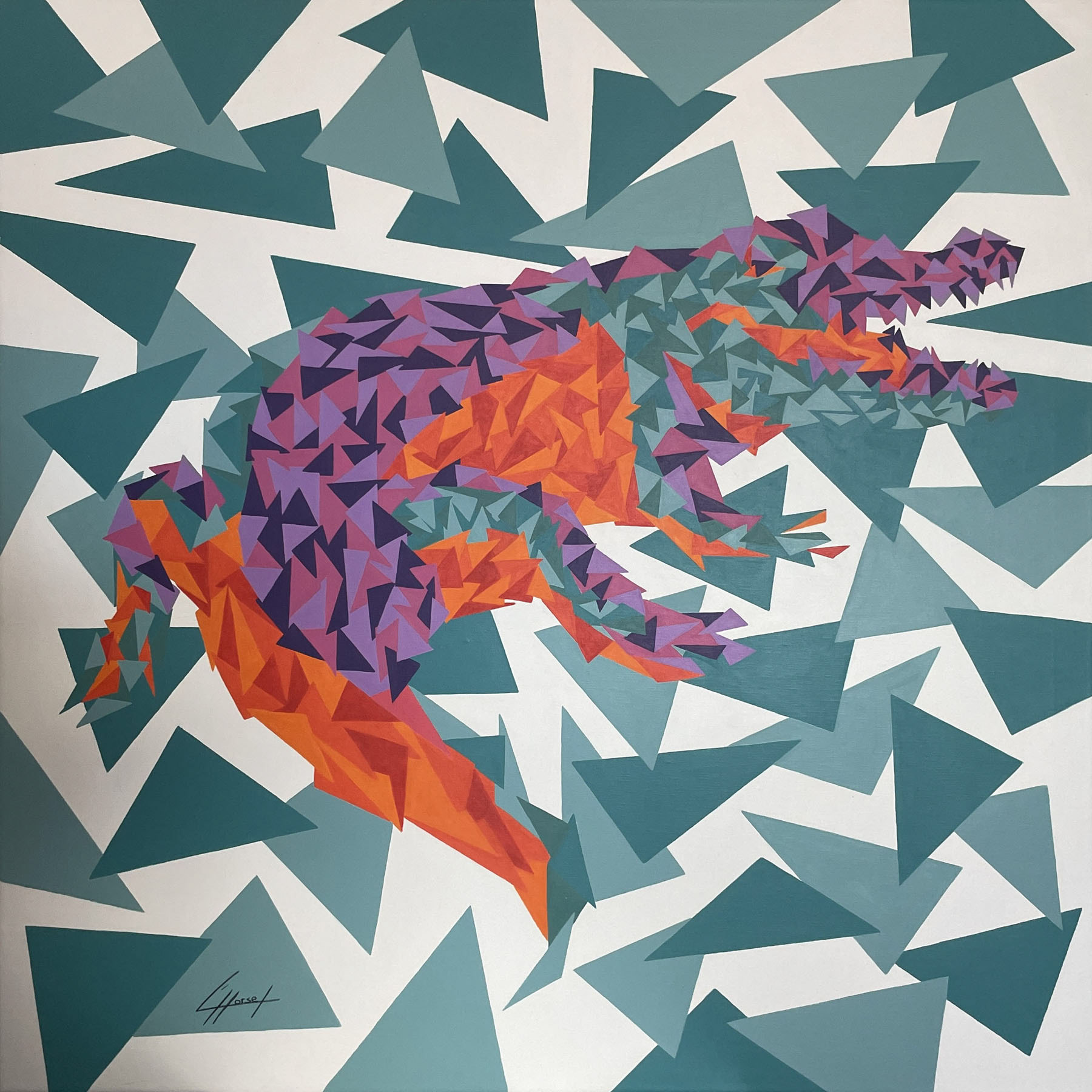 Crocodile Acrylique 80x80cm