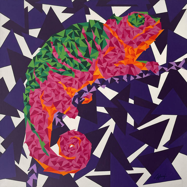 Caméléon Acrylique 80x80cm