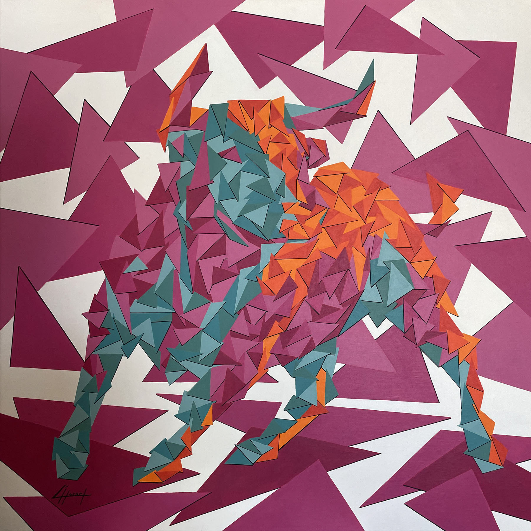 Taureau Acrylique 80x80cm 