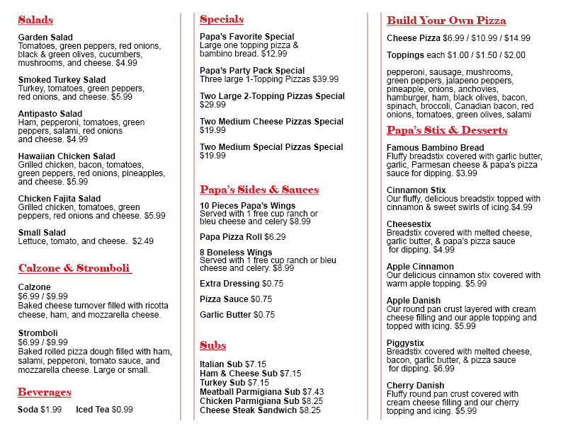 To Go Menu