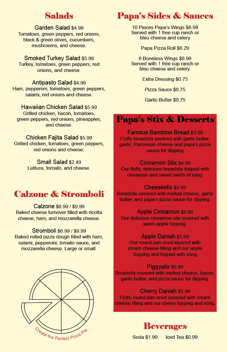 Sit Down Menu