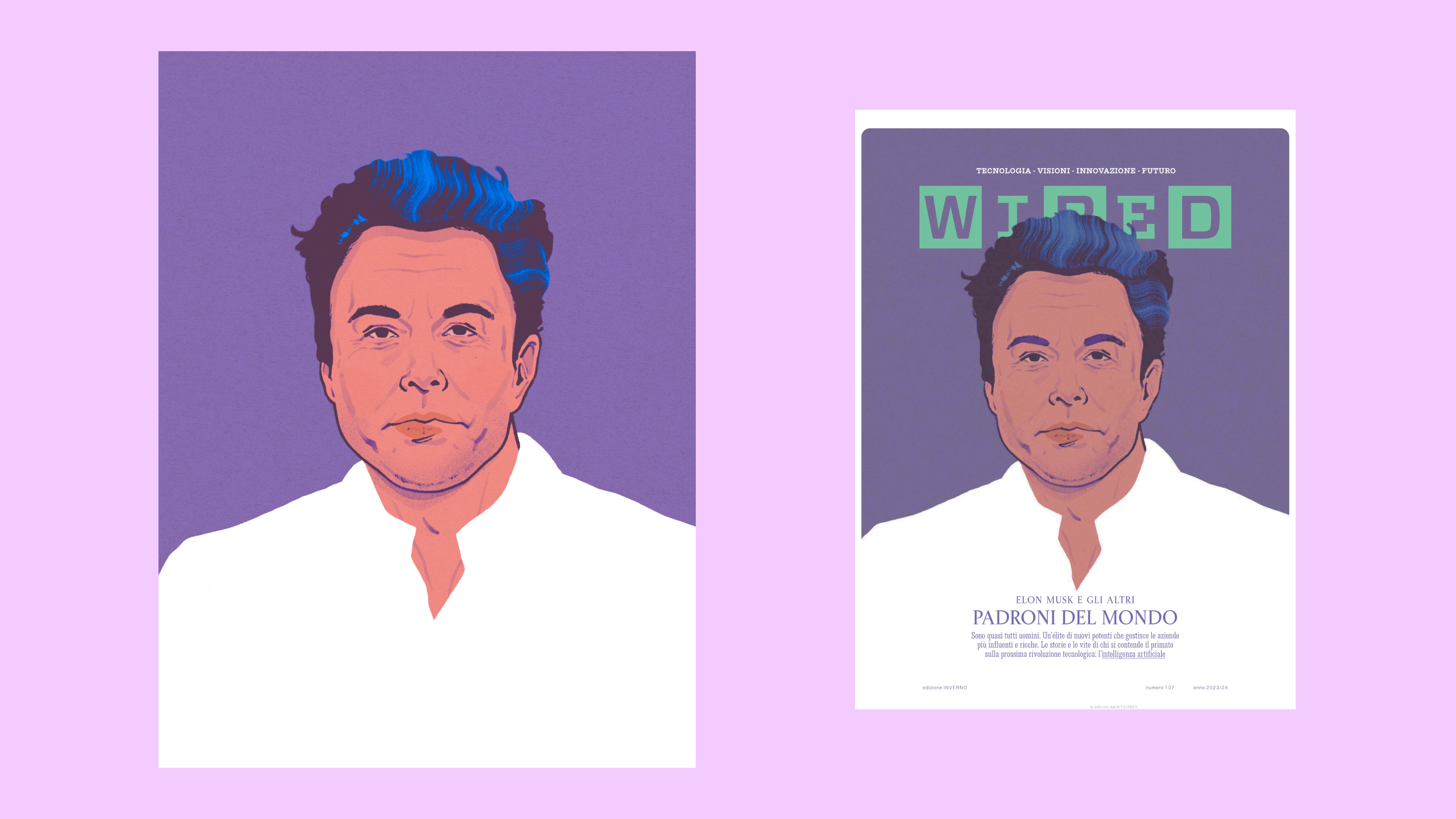 Portrait illustration od Elon musk