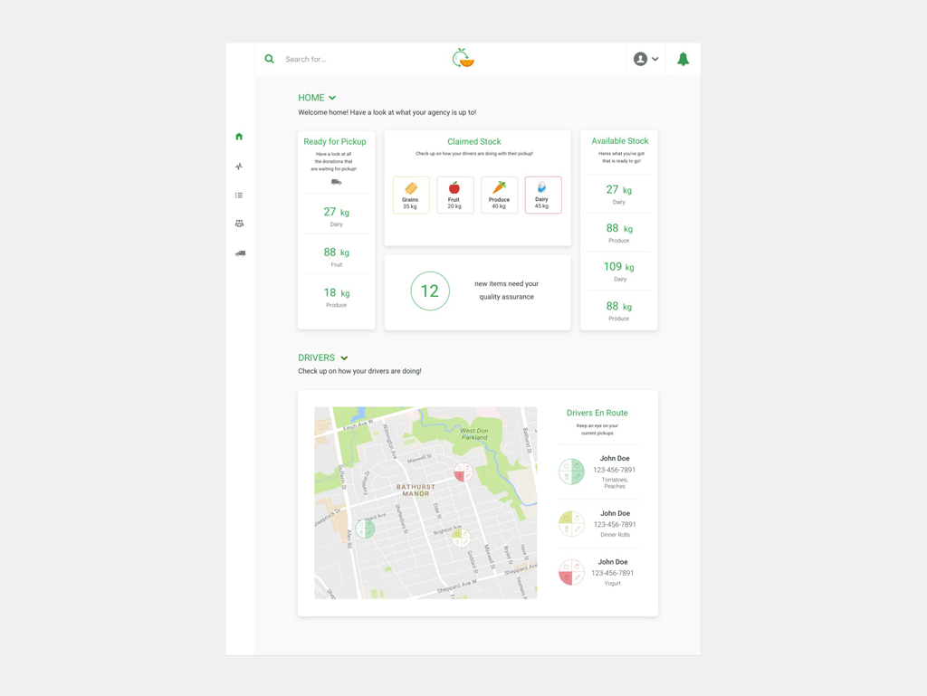 Dashboard for product owner shows claimed stock, available stock and stock waiting for pickup.