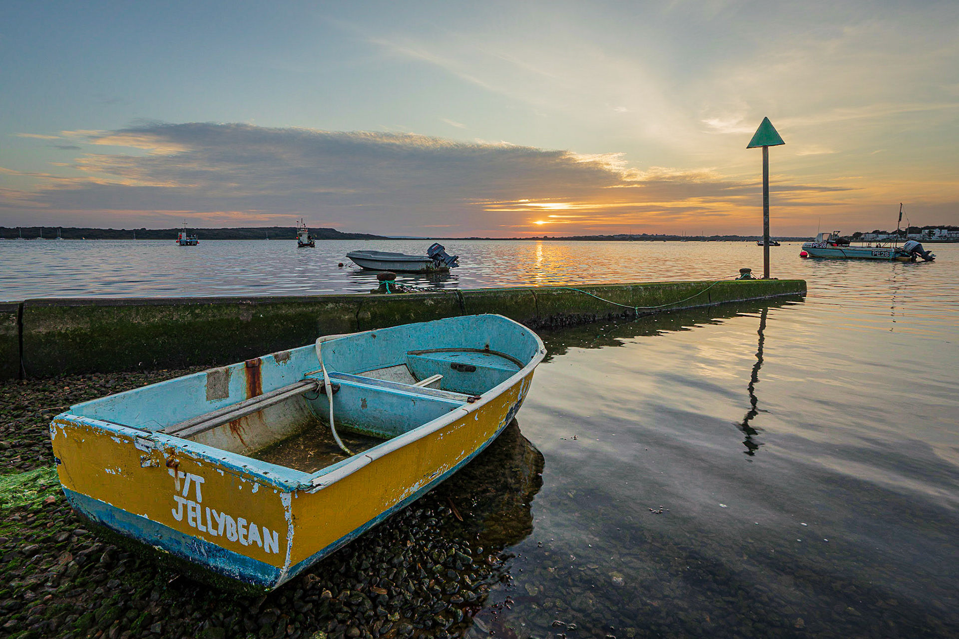 Boats at Sunset at Mudeford Quay, Dorset, UK (UK047)
