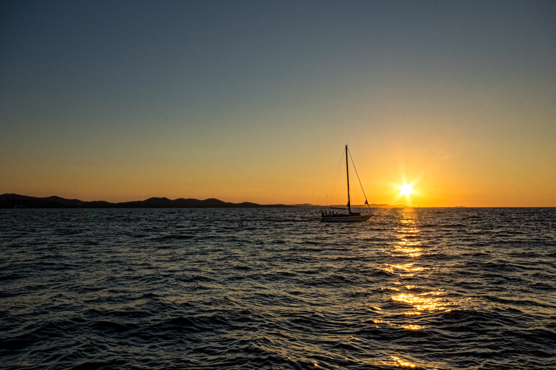 Boat on the Sea at Sunset near Slatine, Croatia (EU024)