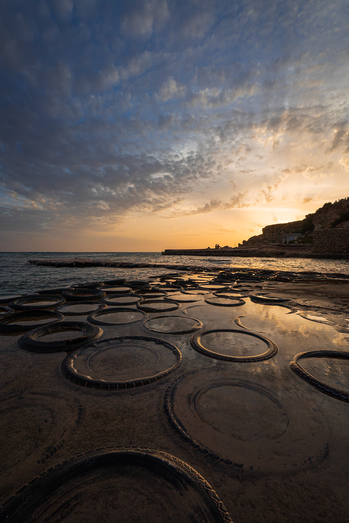 Tyres Embedded in the Sand at Golden Bay, Malta (EU082)