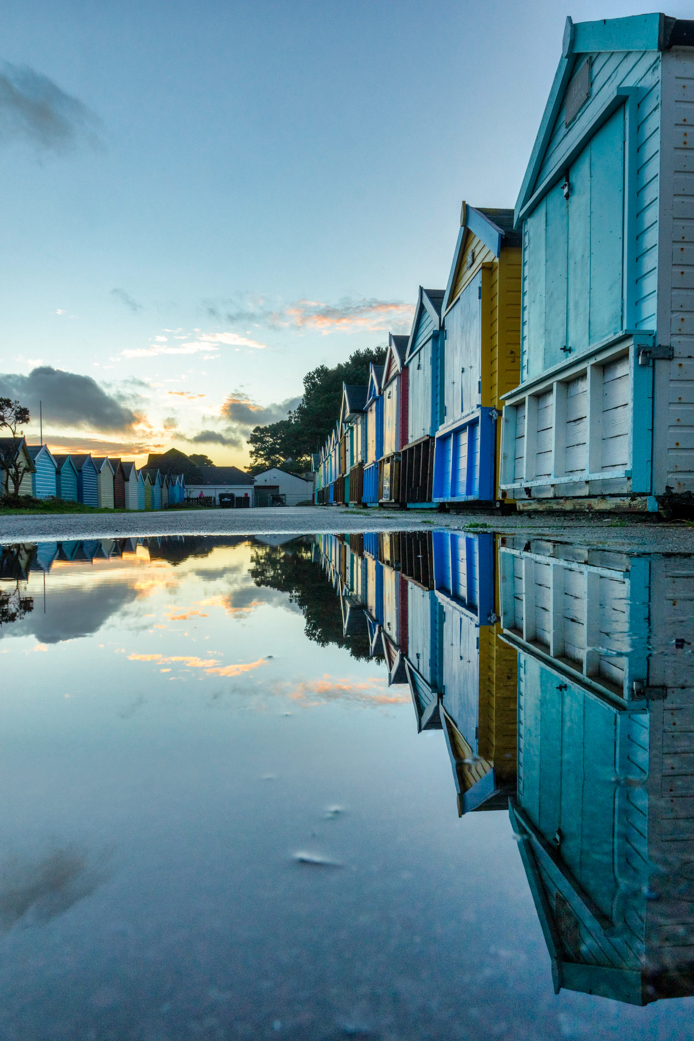 Beach Hut Reflections at Friar's Cliff, Dorset, UK (UK028)