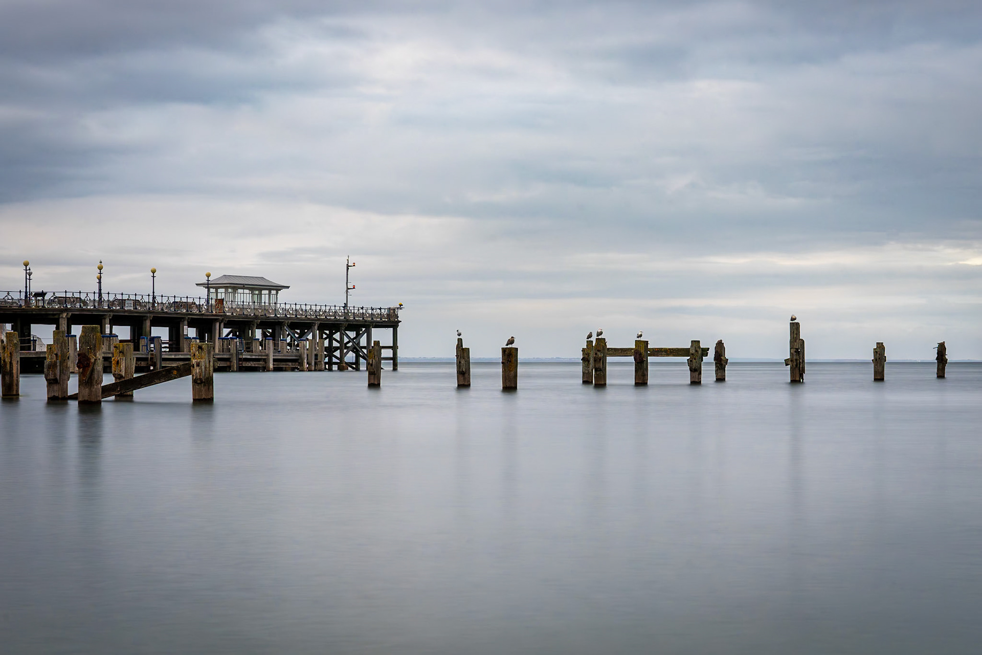 The Old and New Piers, Swanage, UK (UK084)