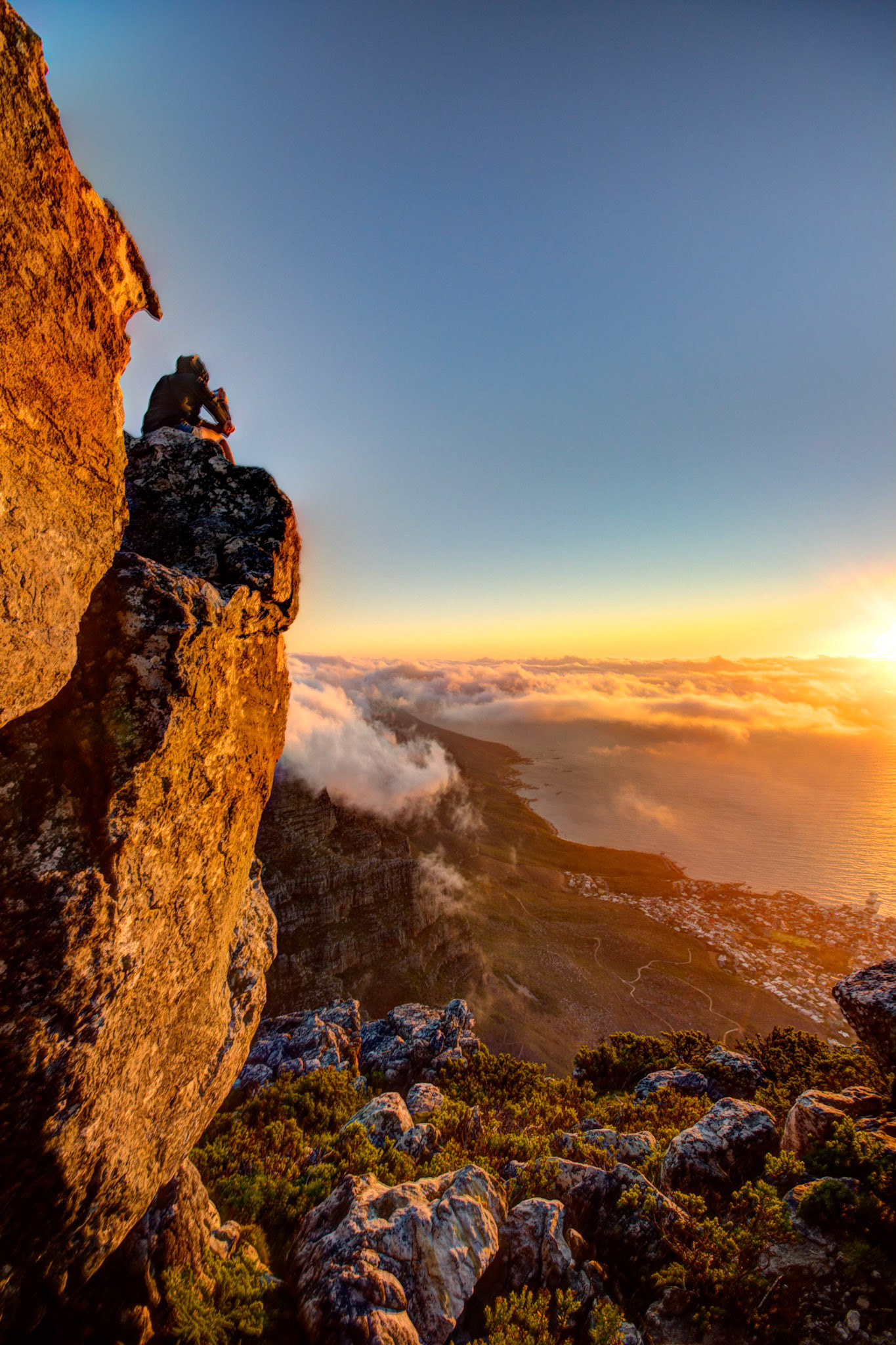 Watching the Sunset from the top of Table Mountain, Cape Town, South Africa (SA017)