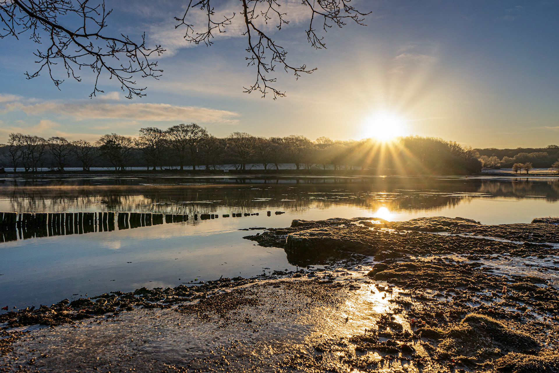 An Icy Winter Morning on the River Hamble at Manor Farm, Hampshire, UK (HA061)