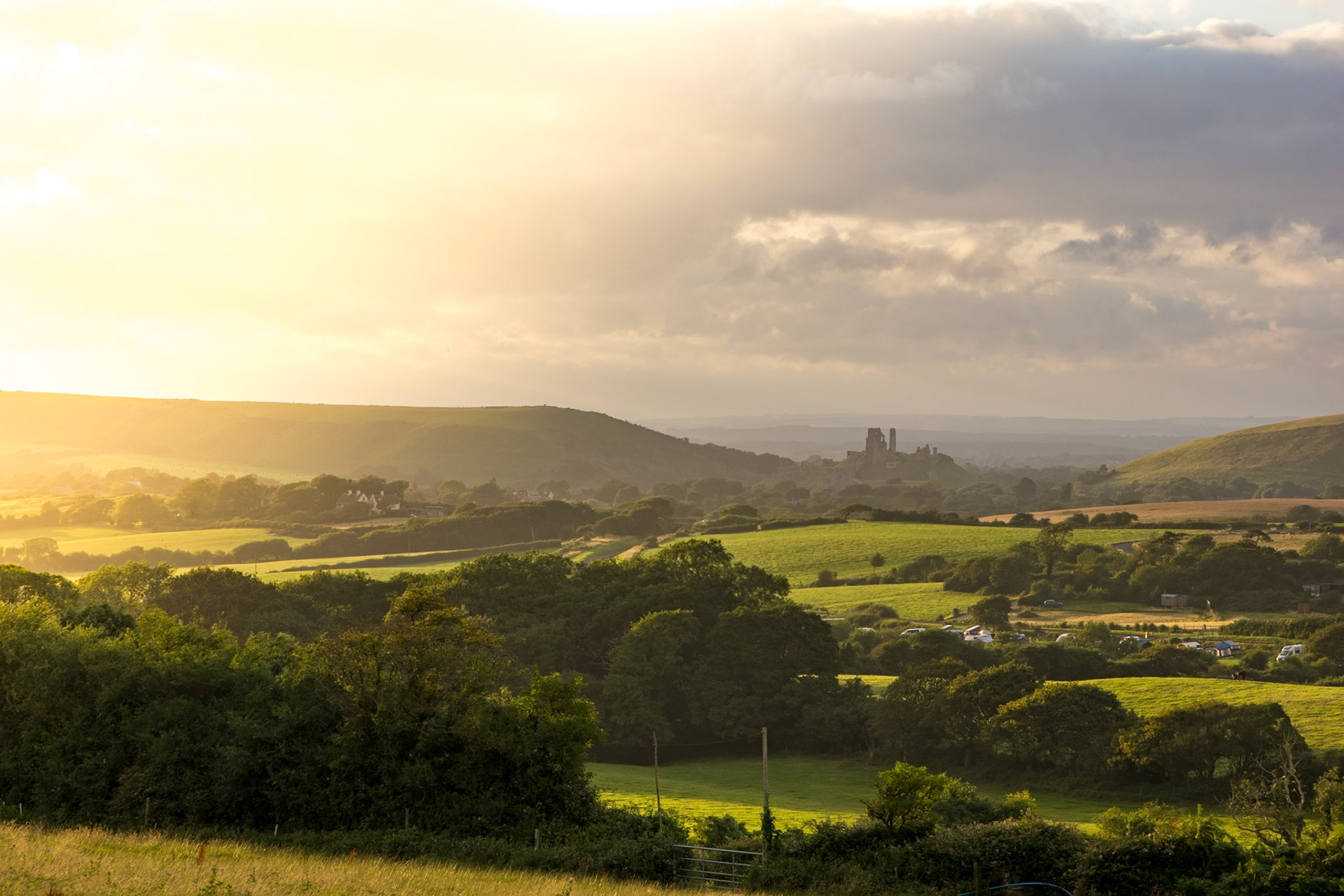 Corfe Castle at Sunset, Dorset, UK (UK025)