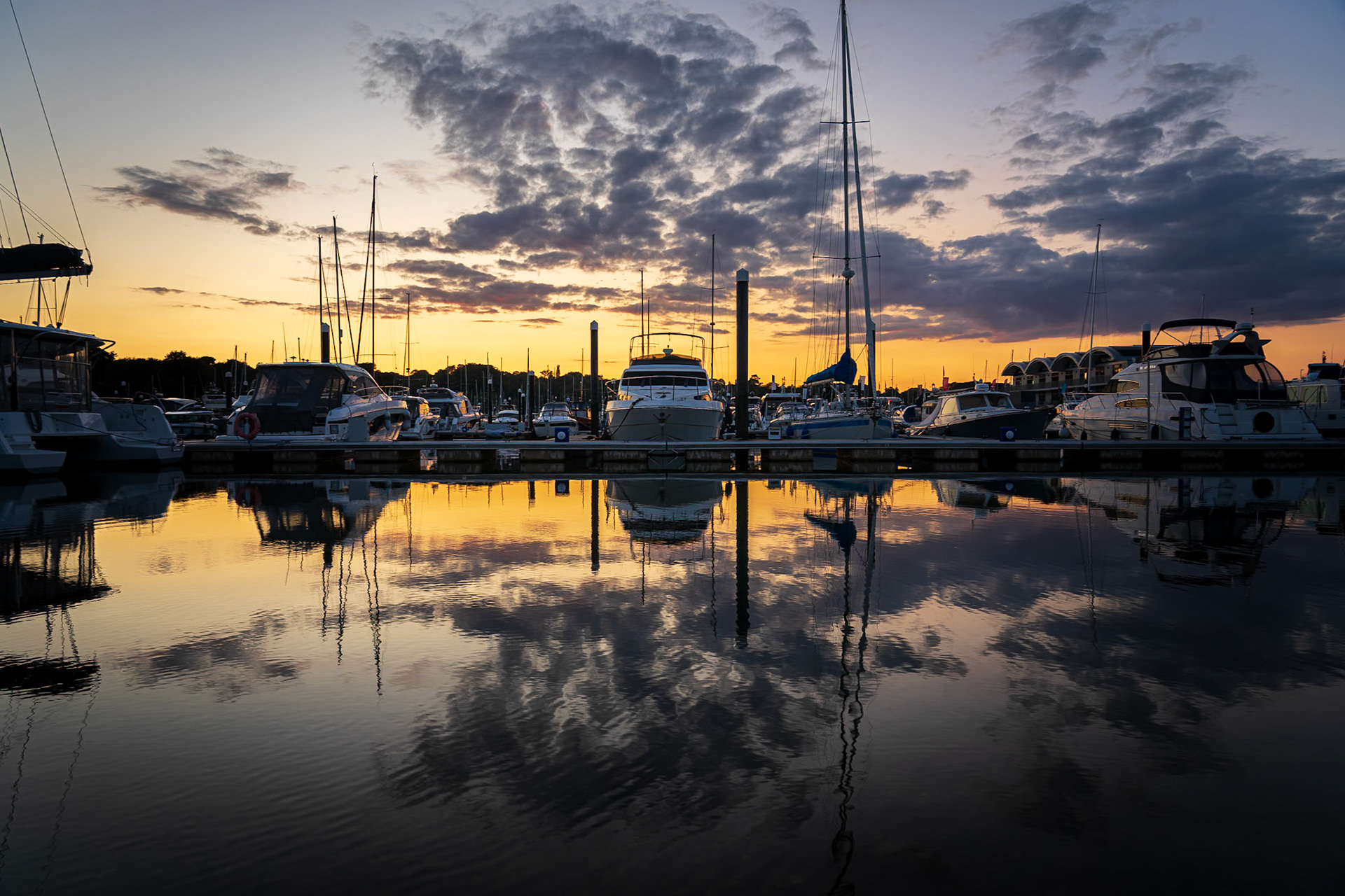 Marina Reflections on the River Hamble, Hampshire, UK (HA080)