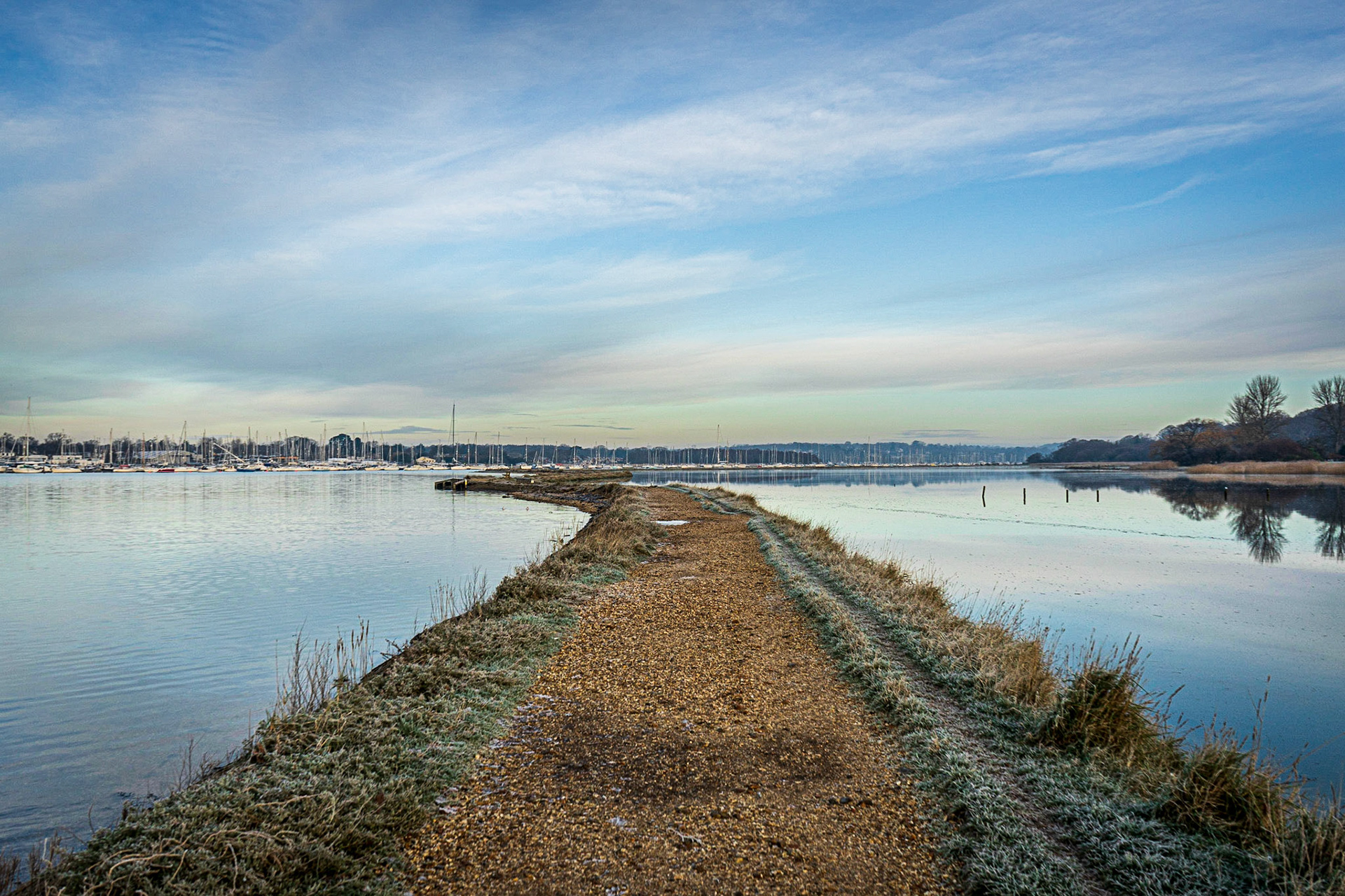 Footpath Through the River Hamble after Flooding near Warsash, Hampshire, UK (HA064)