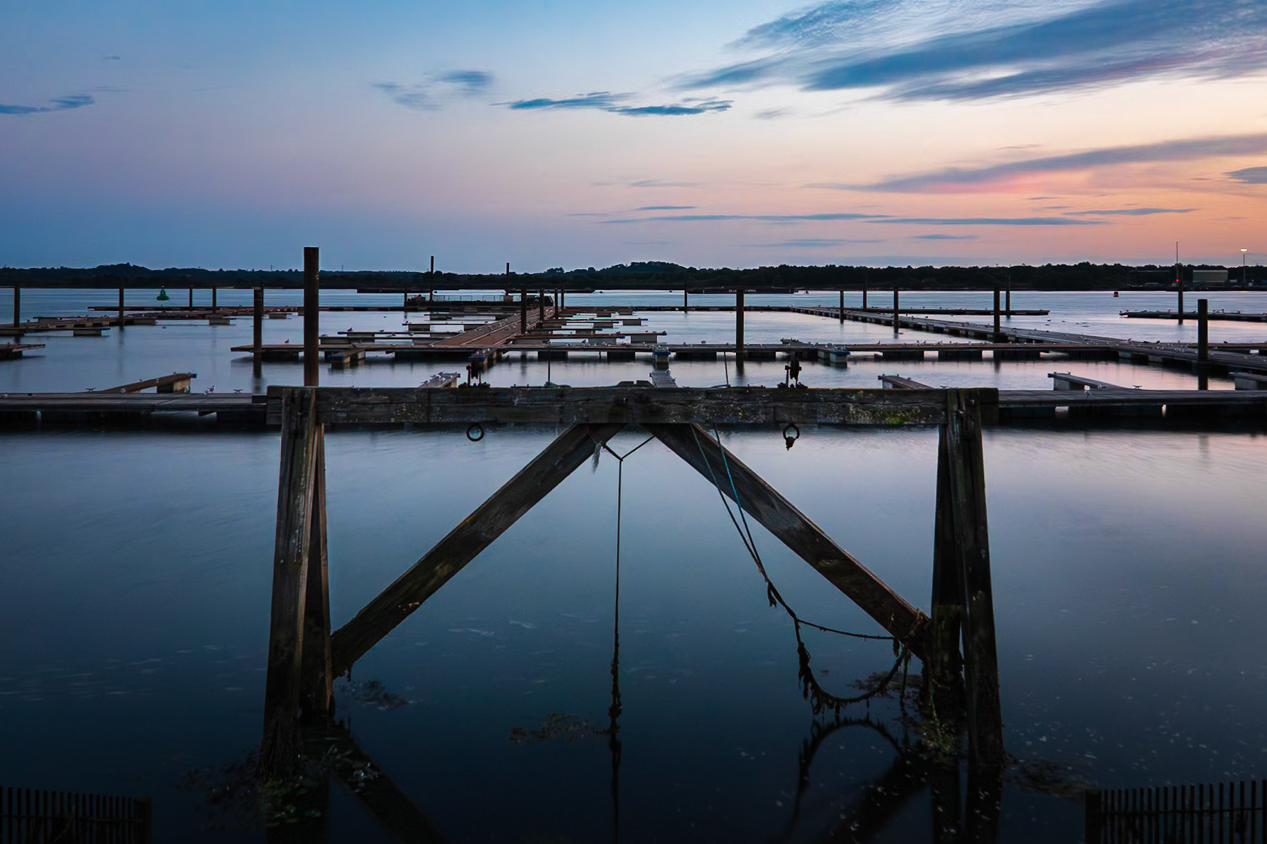 Empty Moorings on Southampton Water at Mayflower Park, Southampton, UK (HA081)