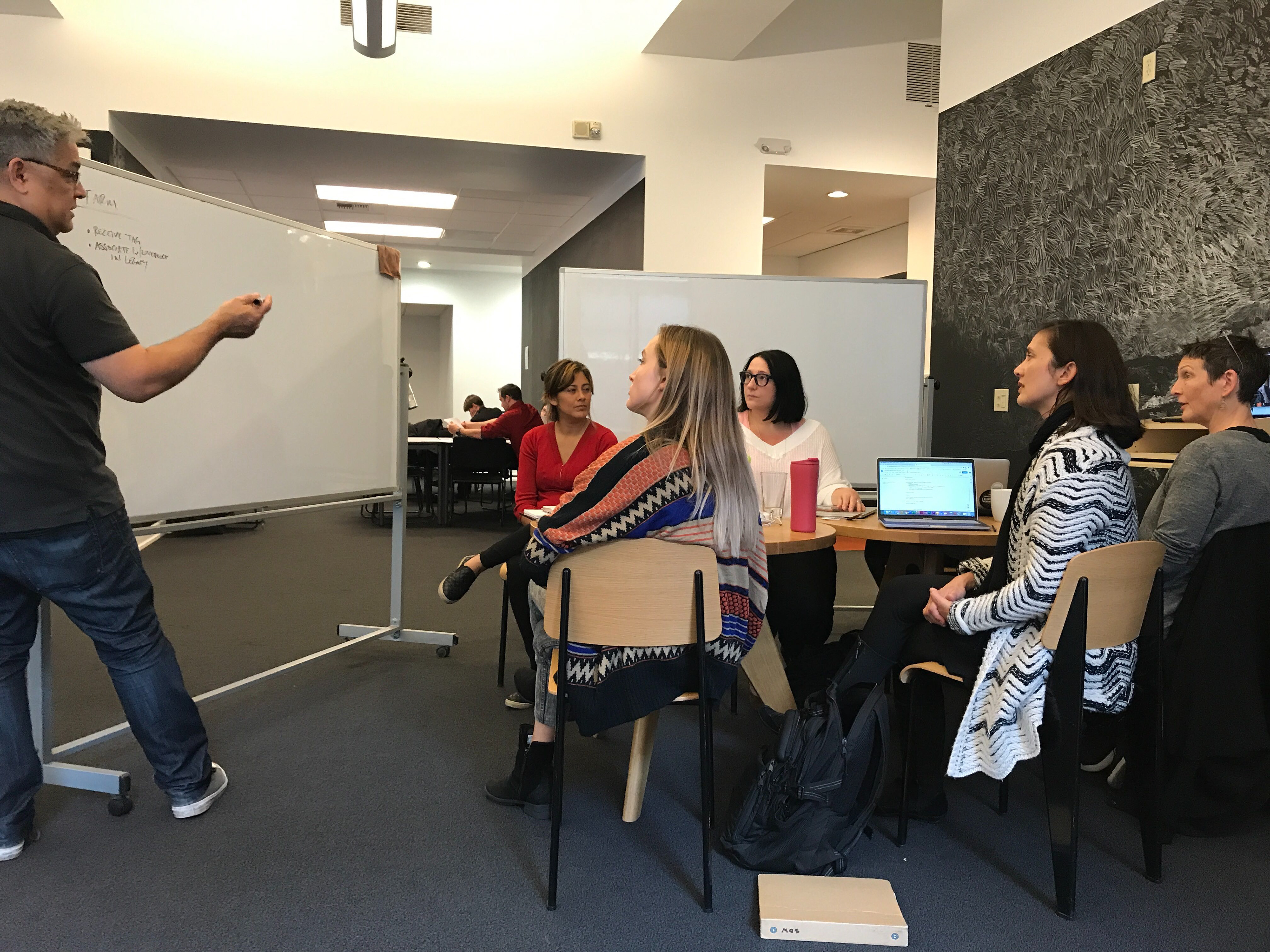 My team meets with client Transparent Path to reach a decision about which user group to prioritize for our project.