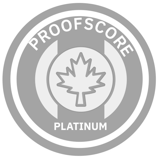 ProofScore Platinum certification seal design for ProofScore product. (Visual Design by Elle Patterson.)