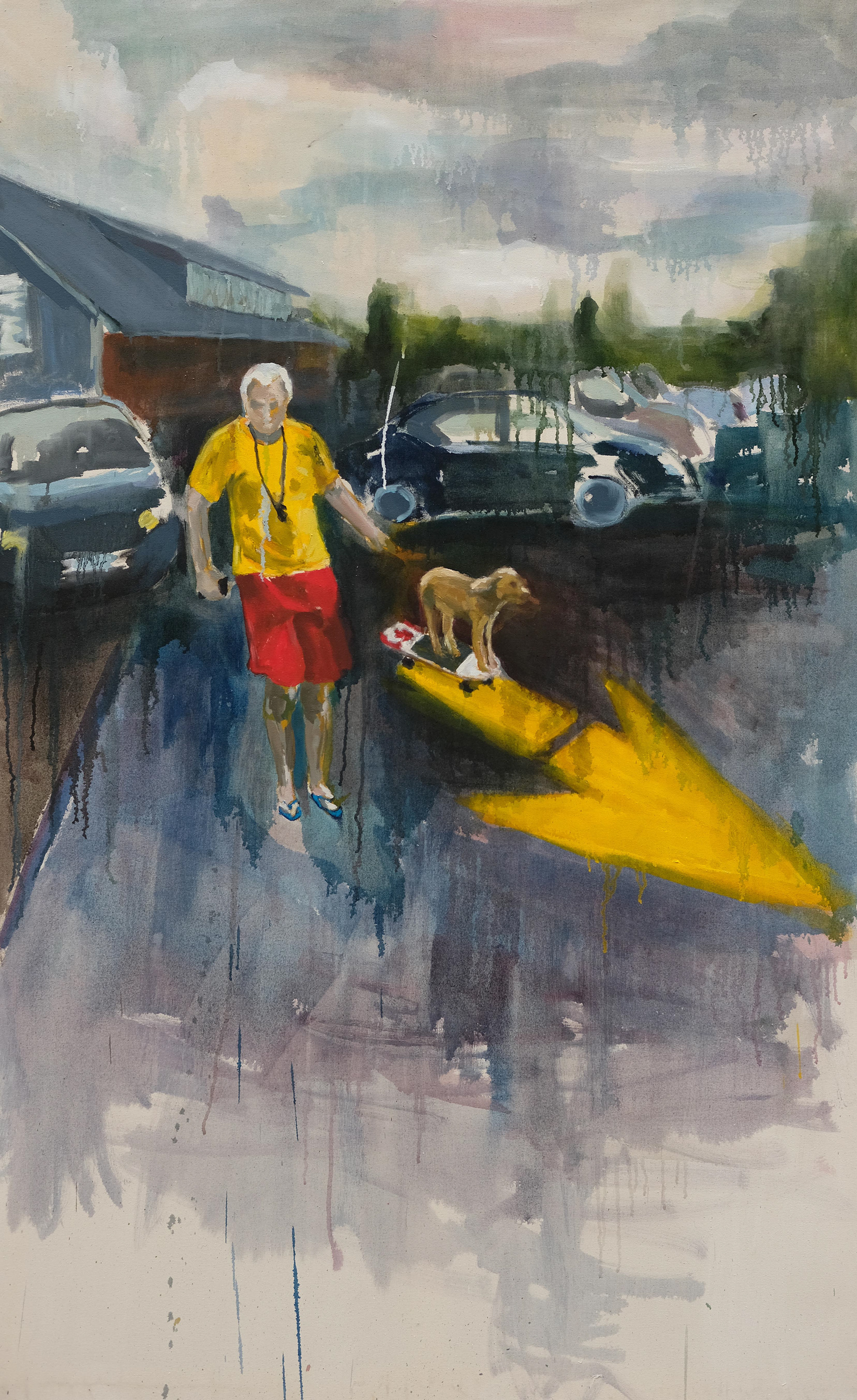 Rollbrett, 2019, Öl auf Leinwand, 160 x 100 cm