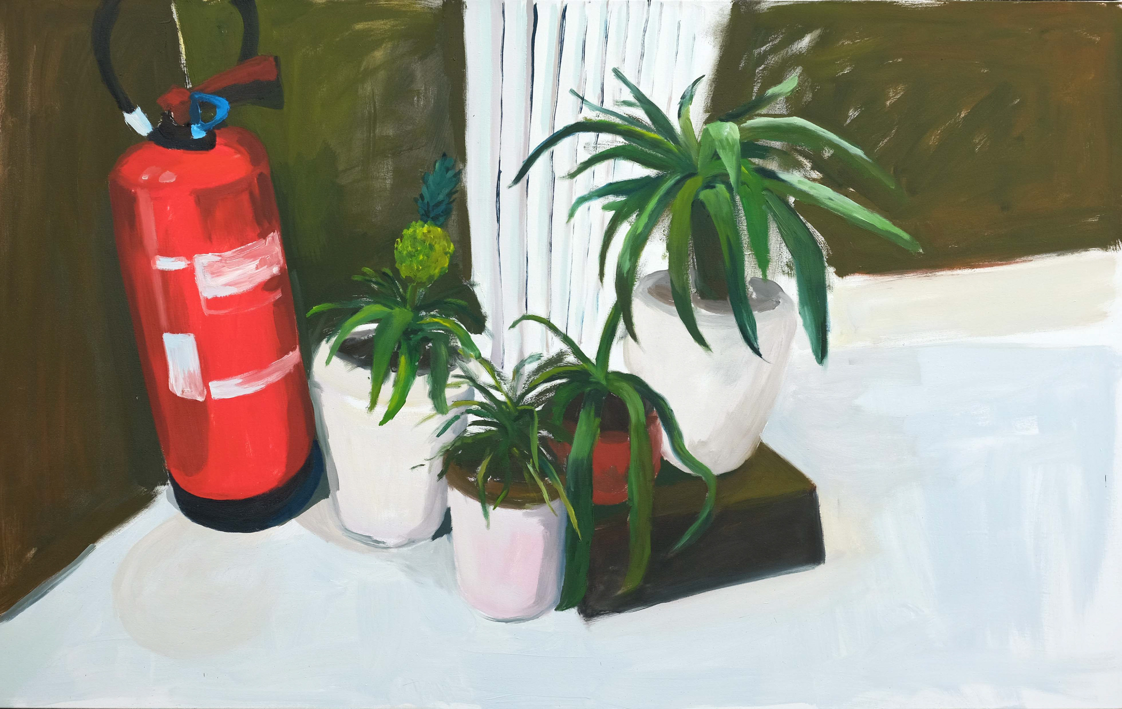 Feuerlöscher, 2017, Öl auf Leinwand, 100 x 160 cm