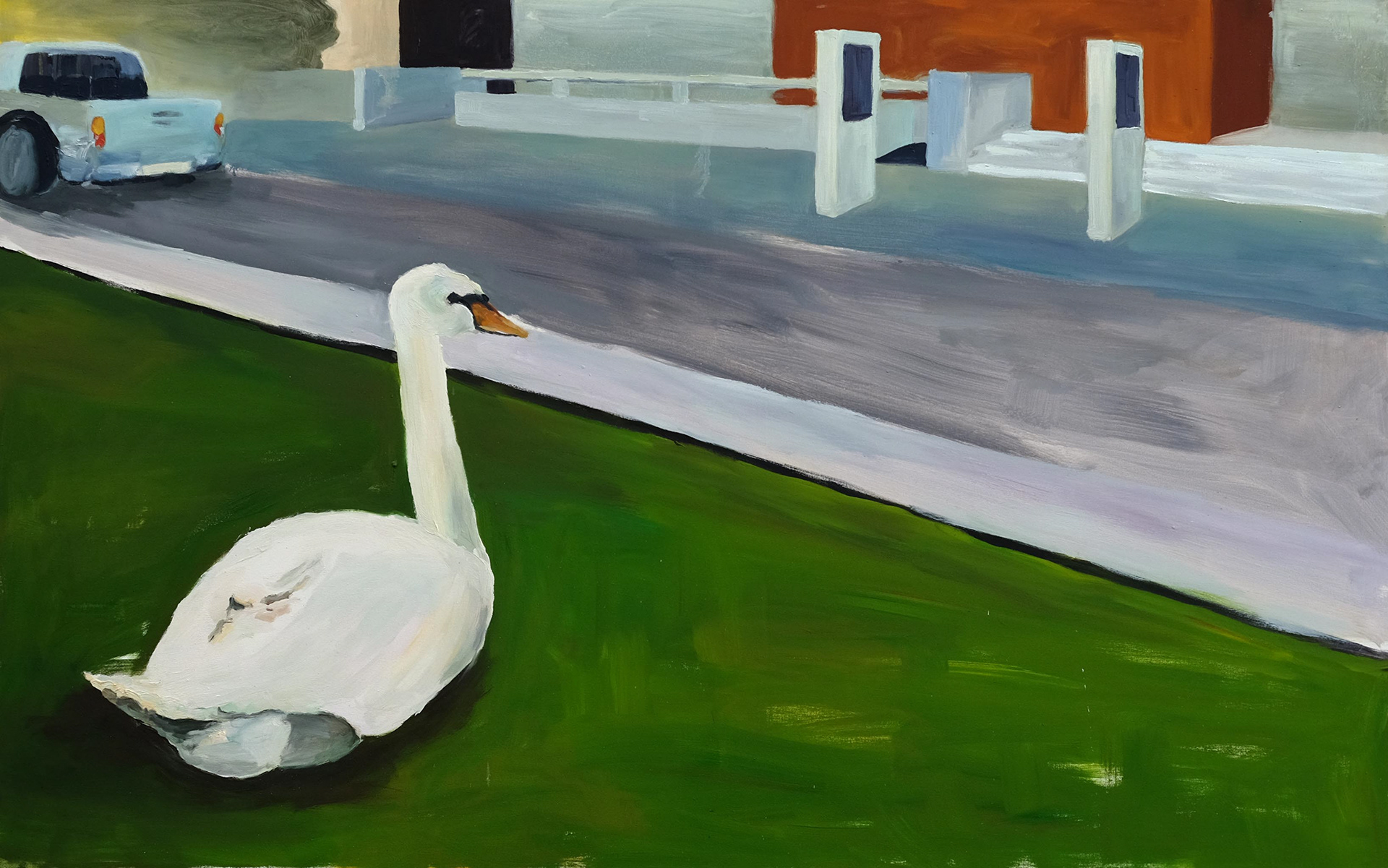 Schwan, 2017, Öl auf Leinwand, 100 x 160 cm