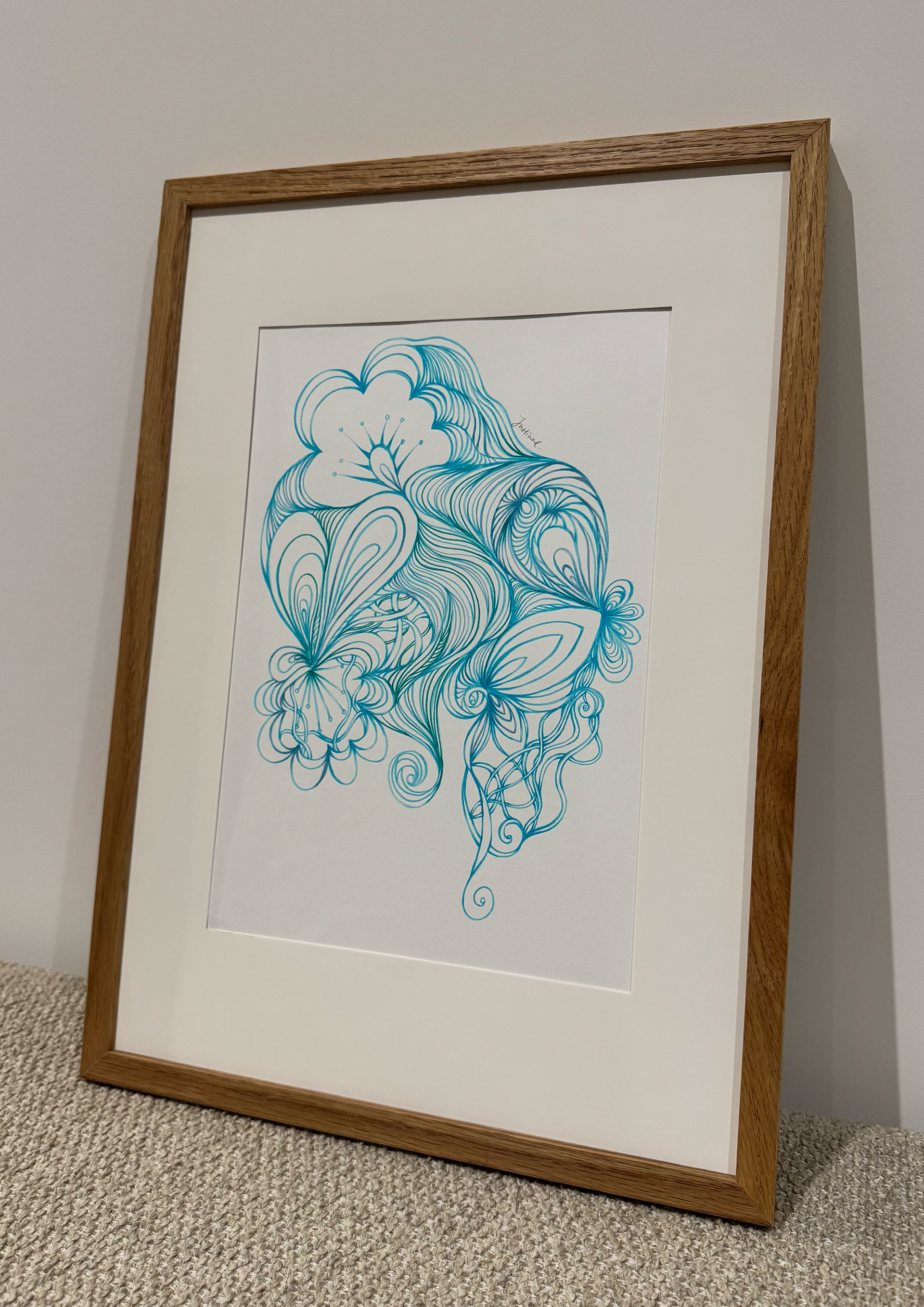 Quiet Currents, 2026, Brush pen & Marker pen on Paper, 21x29.7cm