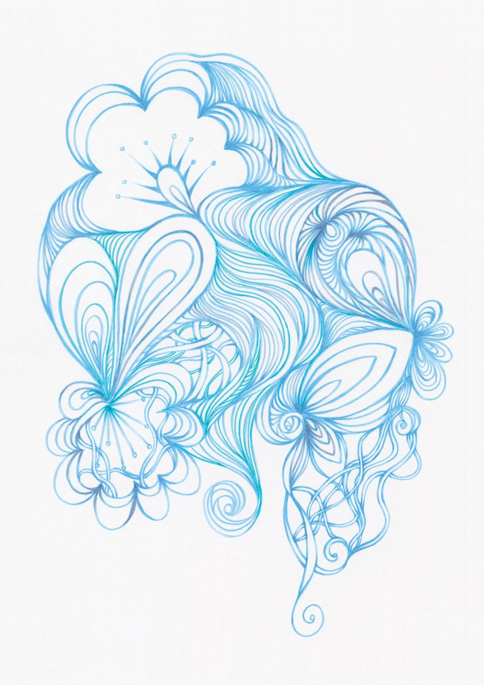Quiet Currents, 2026, Brush pen & Marker pen on Paper, 21x29.7cm