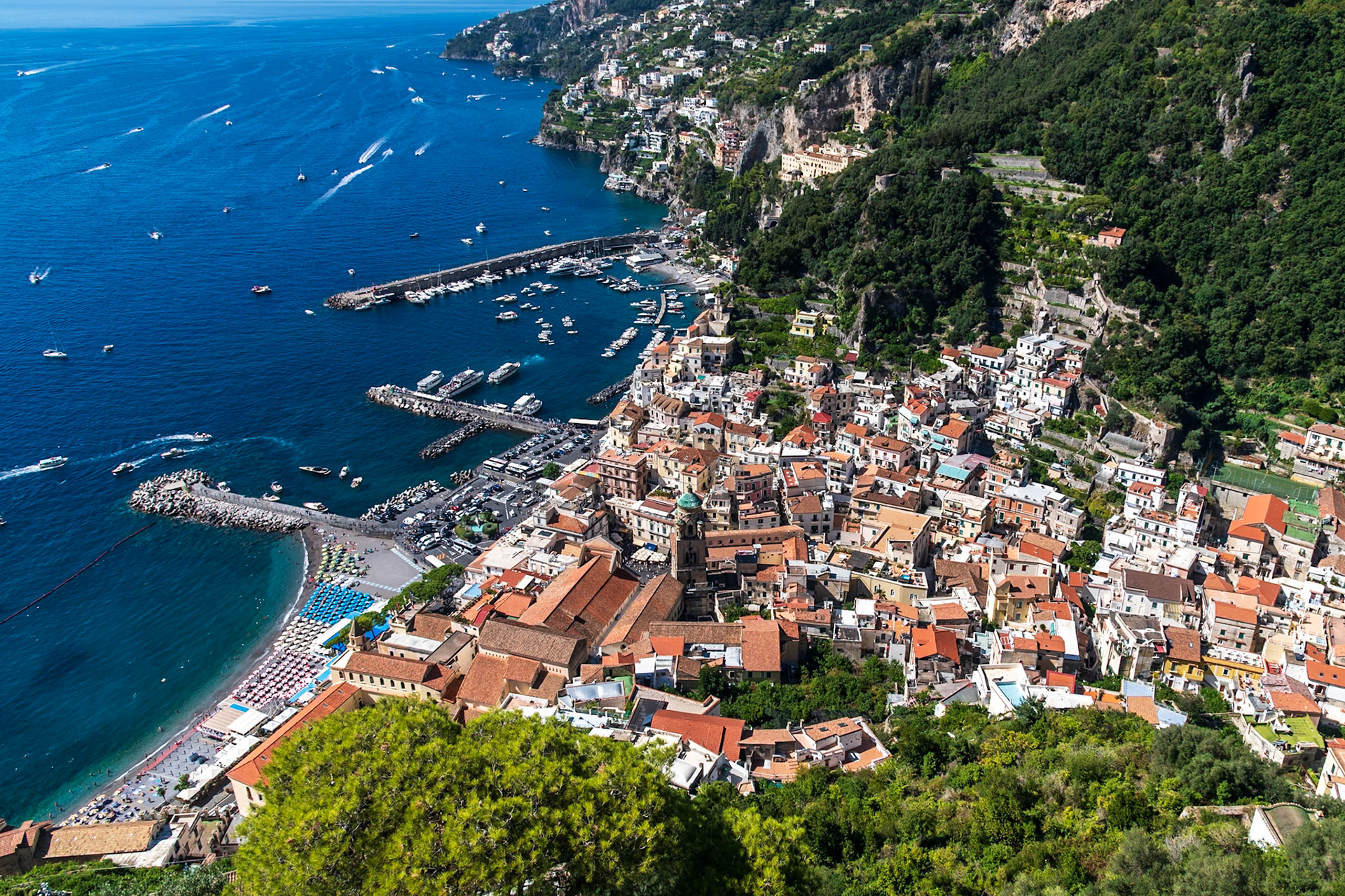 Looking down onto Amalfi