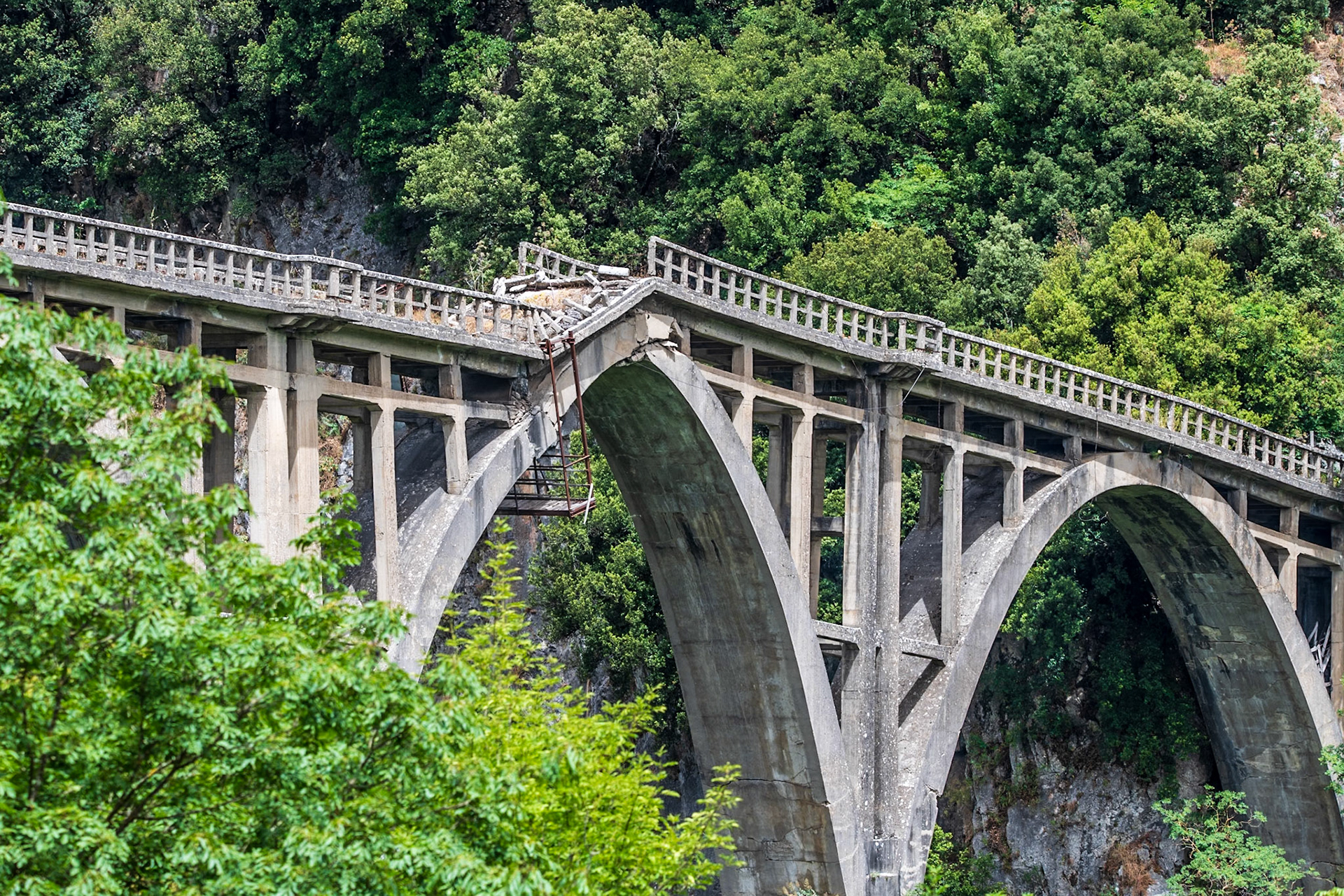 Earthquake hit old railway bridge