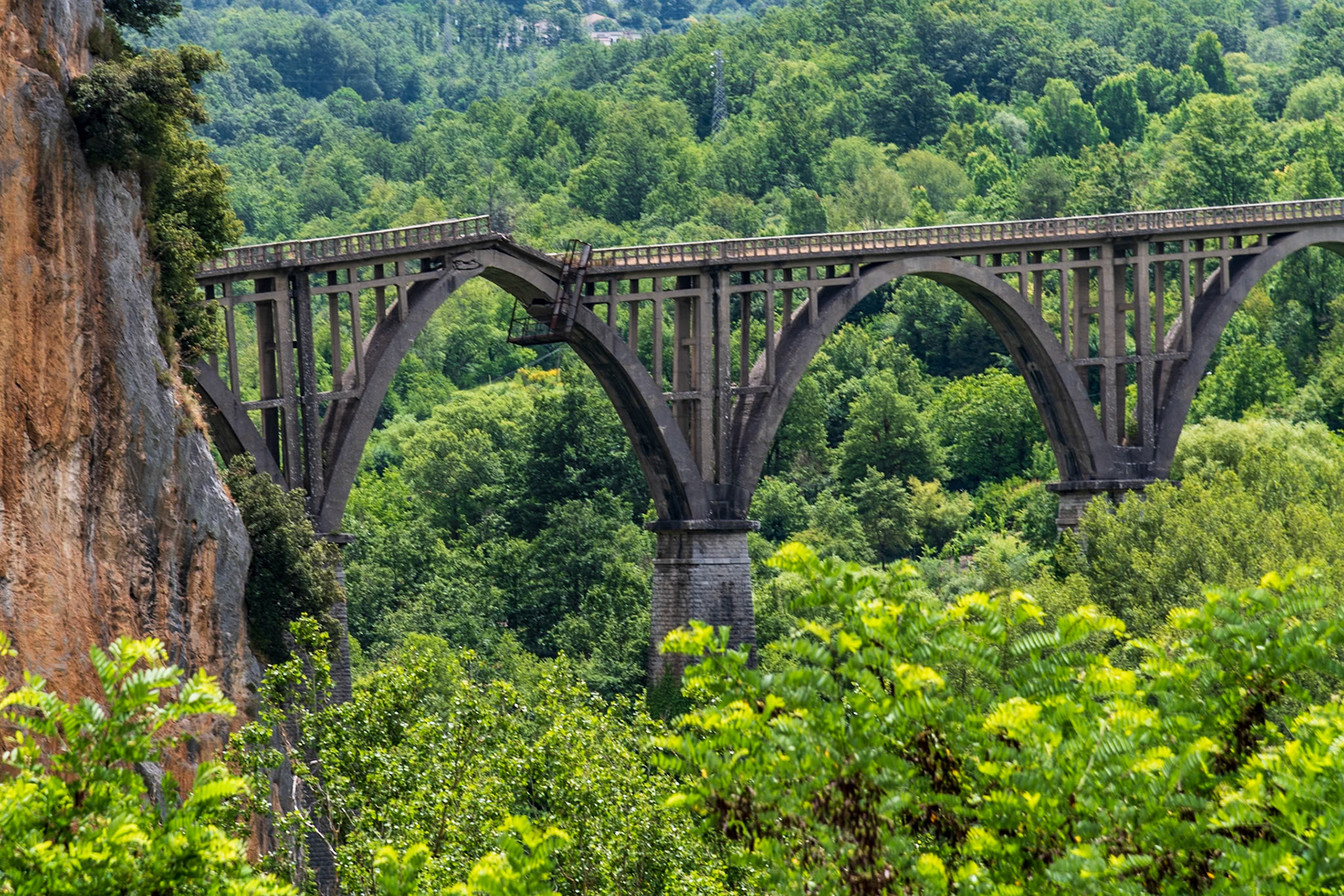 Earthquake hit old railway bridge