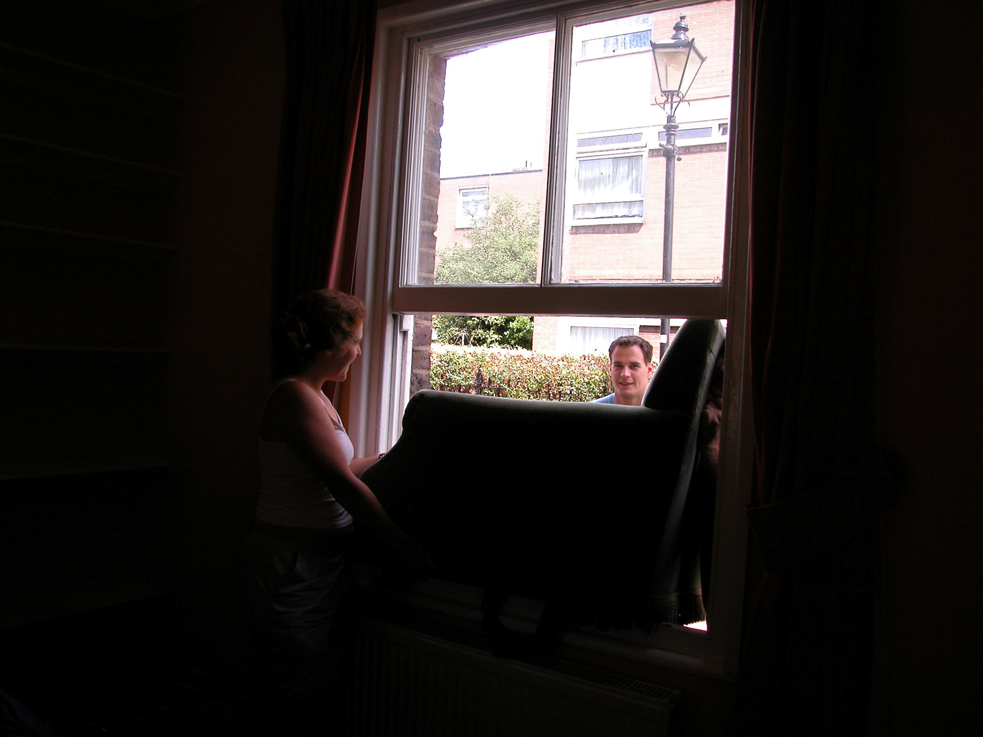 Trying to get the sofa in