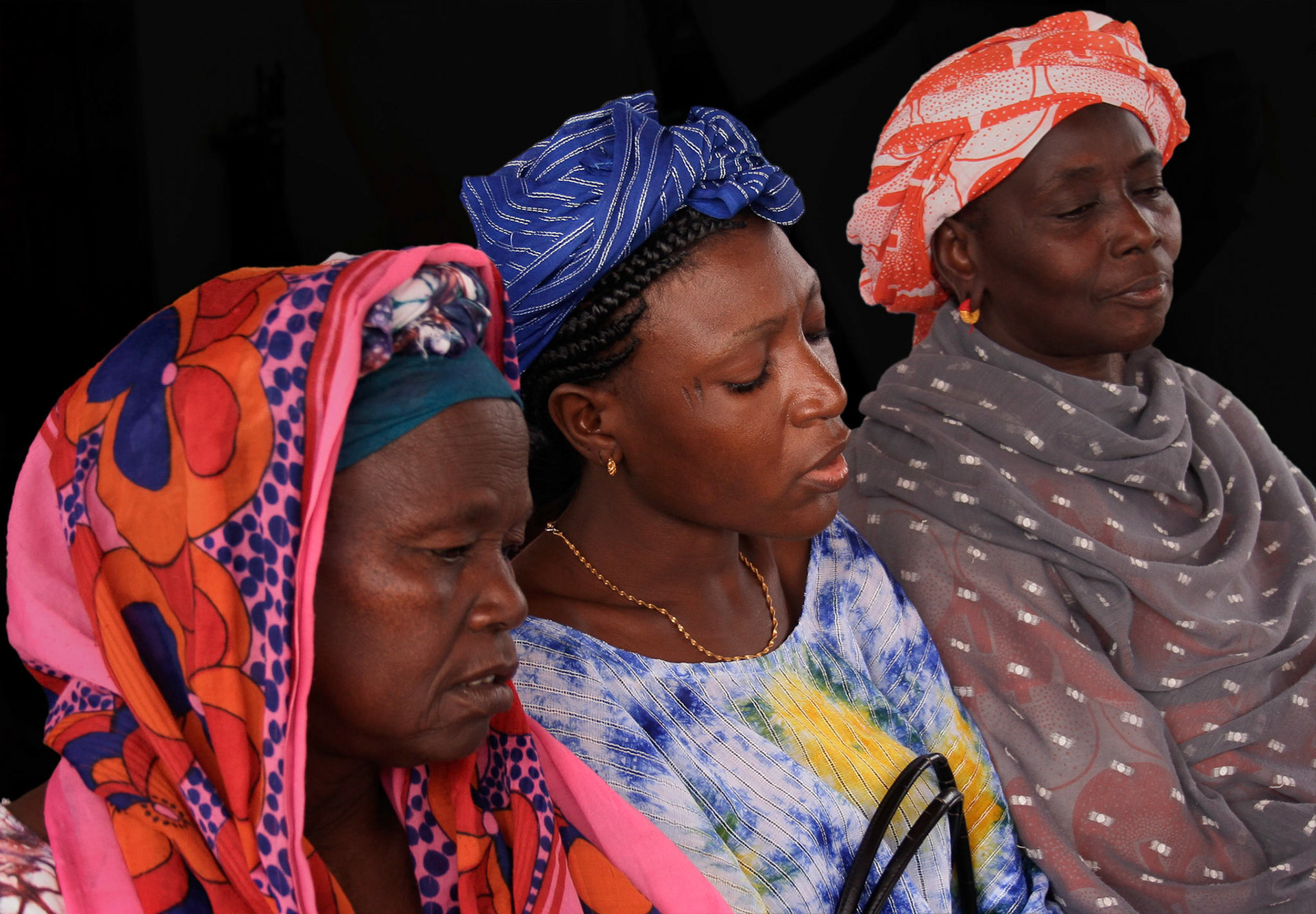Three Women on Ferry, Dakar, Senegal, 2005, 19"H x 24"W, Framed.