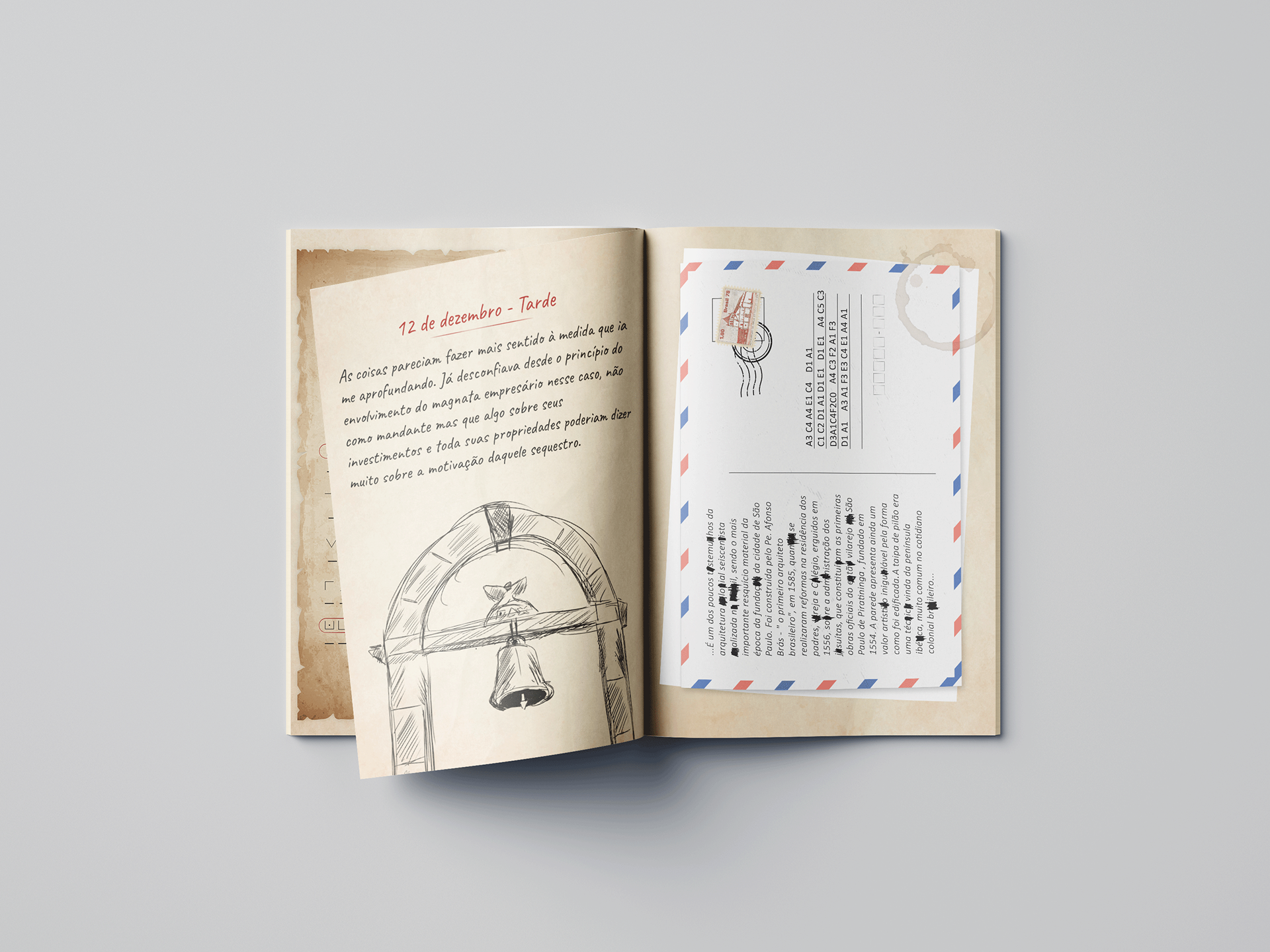 Mockup mostrando como seria a versão física do livro-jogo.
