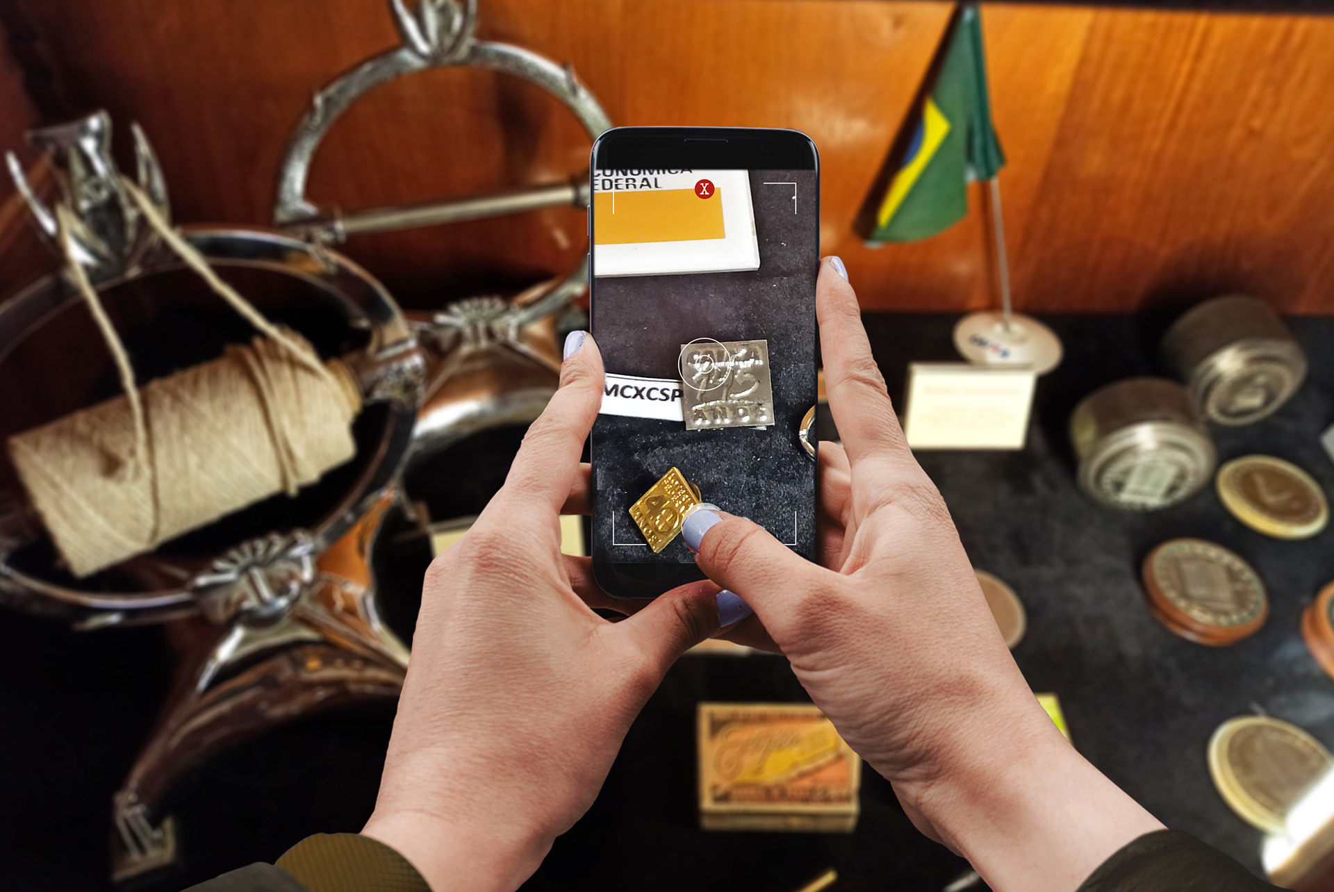 Mockup do funcionamento da Câmera AR para desbloquear as novas dicas.